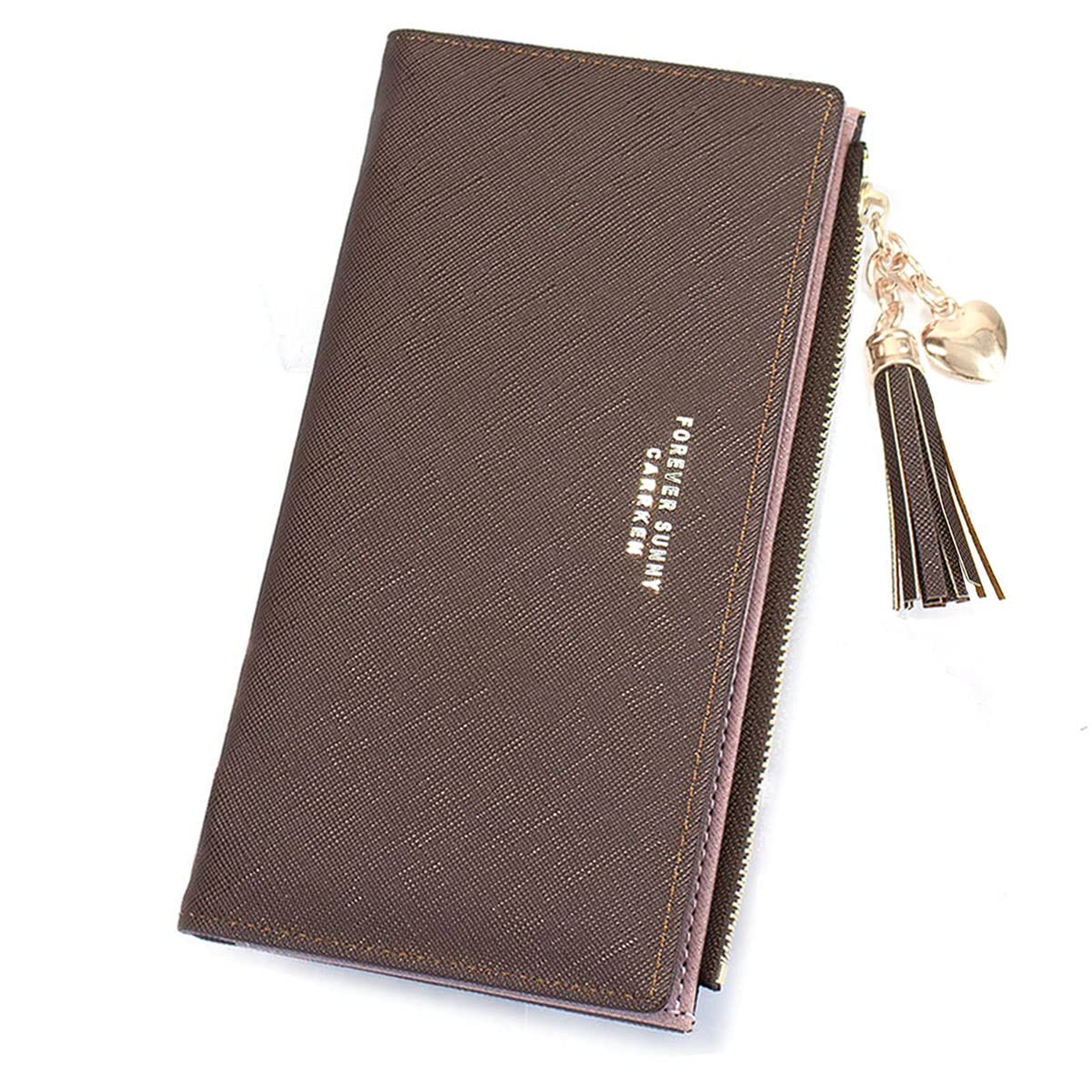 Womens Wallet Cute Elegant Long Slim Card Holder Case Minimalist Coin Purse Thin Tassels Zip Clutch Wallets for Girls Ladies