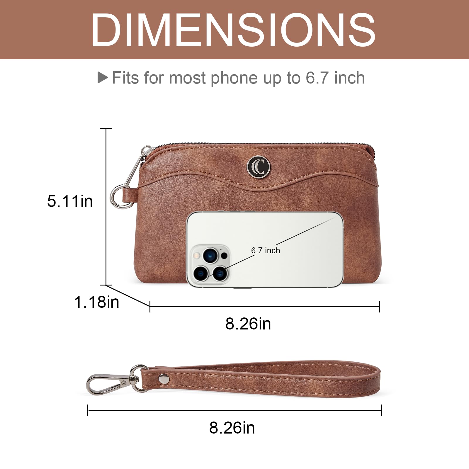 Womens Wallet Large Capacity Leather Wristlet Clutch Zipper Purse Slim Ladies Travel Credit Card Holder Phone Organizer