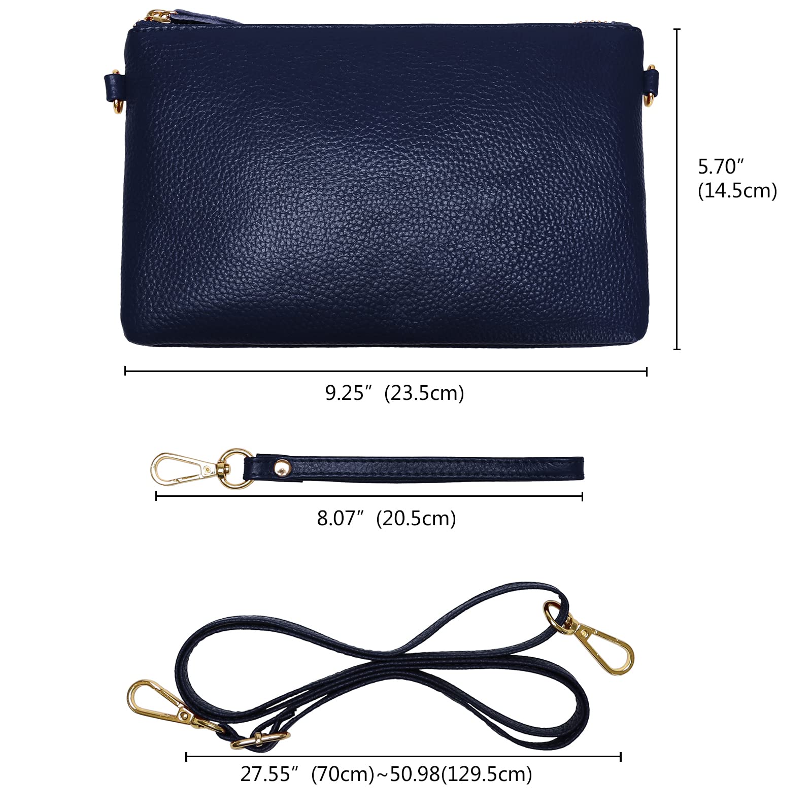 Wallet Wristlets Clutch Purses for Women Genuine Leather Crossbody Bag Handbag with Detachable Shoulder Chain