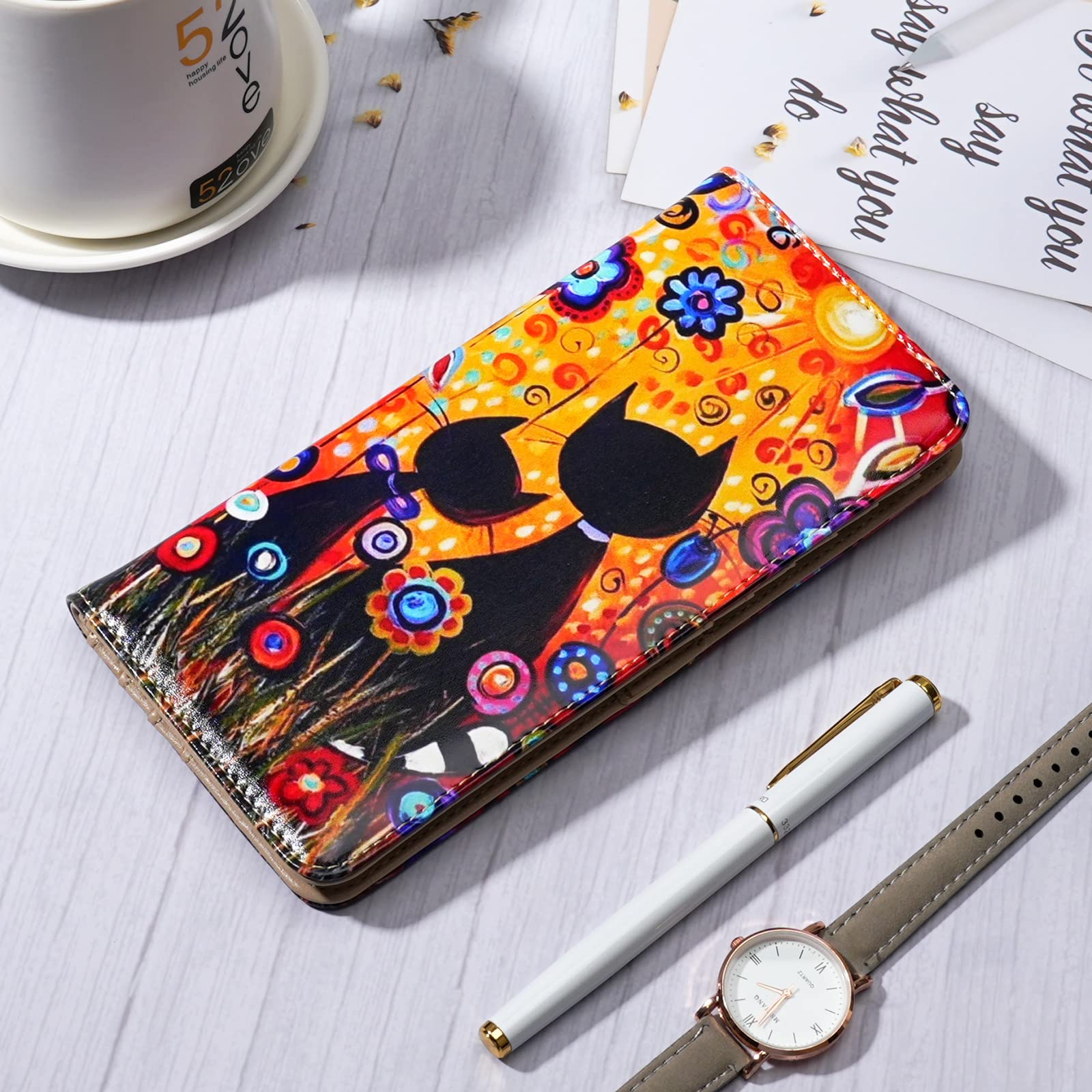 Wallet Women Ultra Slim Thin Leather Womens Wallet RFID Blocking Credit Card Holder Bifold Clutch Long Ladies Billfold