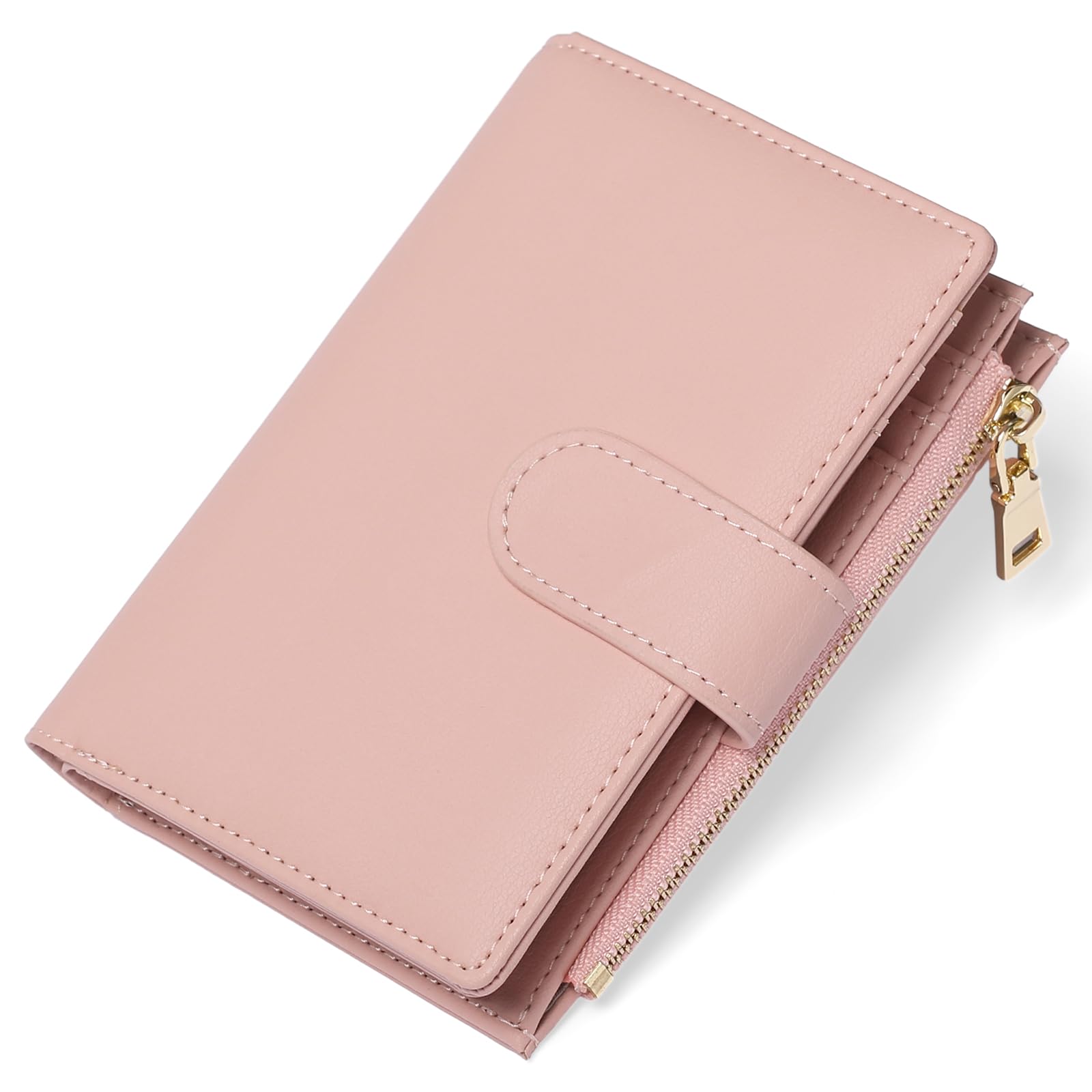 Small Wallets for Women Leather RFID Blocking Bifold Zipper Pocket Wallet Card Case Purse with ID Window