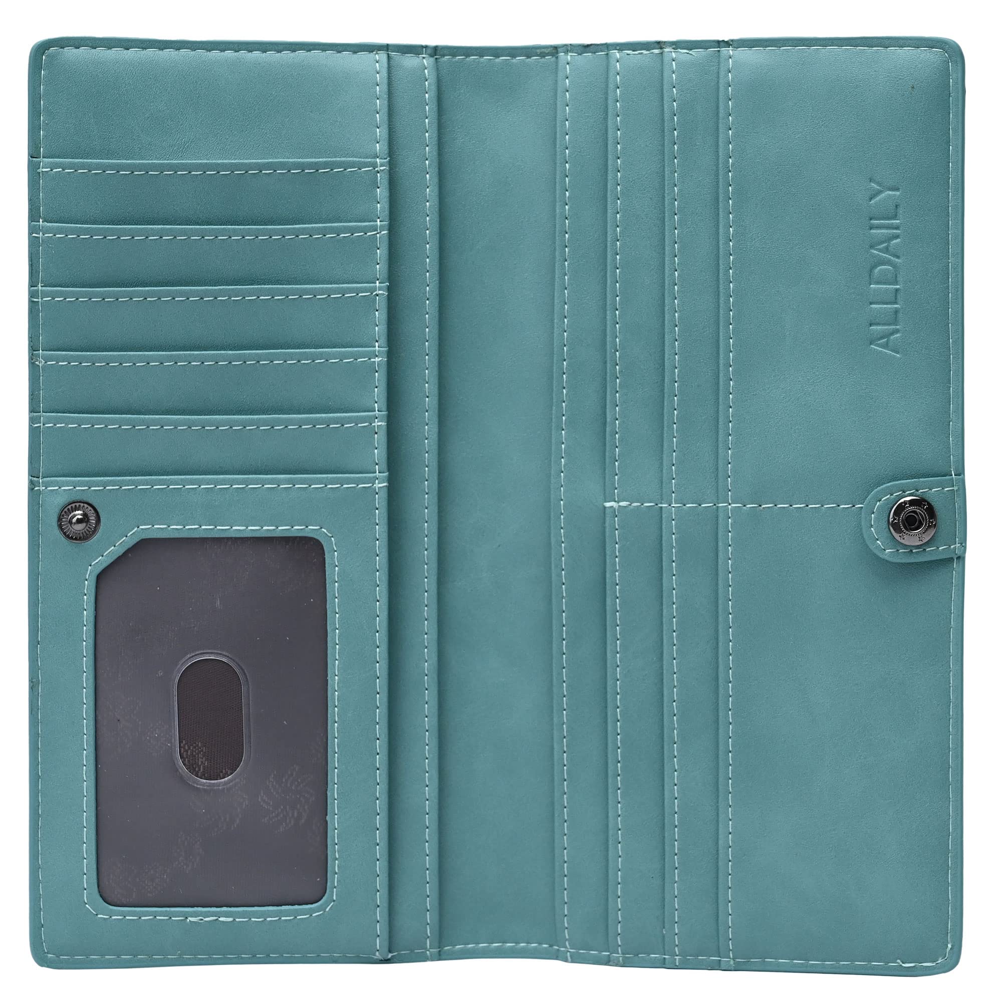 Women Wallet RFID Blocking Credit Card Holder Bifold Long Ladies Billfold (Purist Blue)