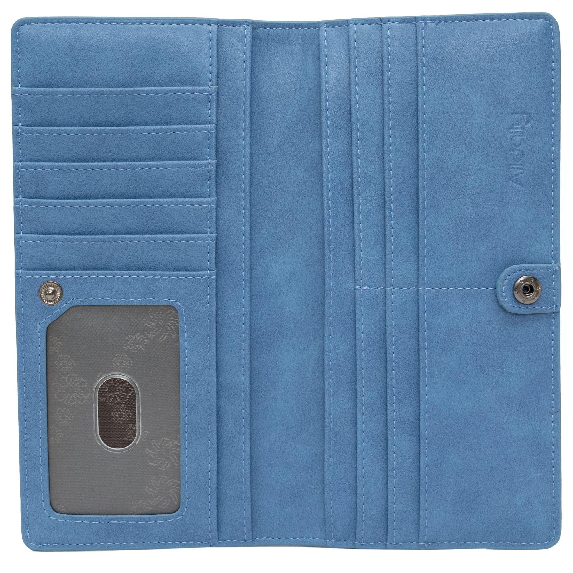 Women Wallet RFID Blocking Credit Card Holder Bifold Long Ladies Billfold (Purist Blue)