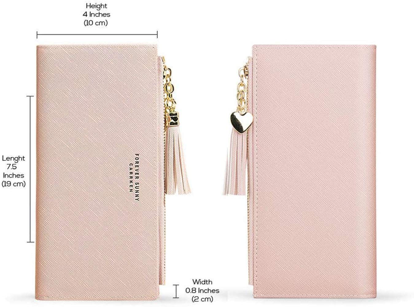 Womens Wallet Cute Elegant Long Slim Card Holder Case Minimalist Coin Purse Thin Tassels Zip Clutch Wallets for Girls Ladies