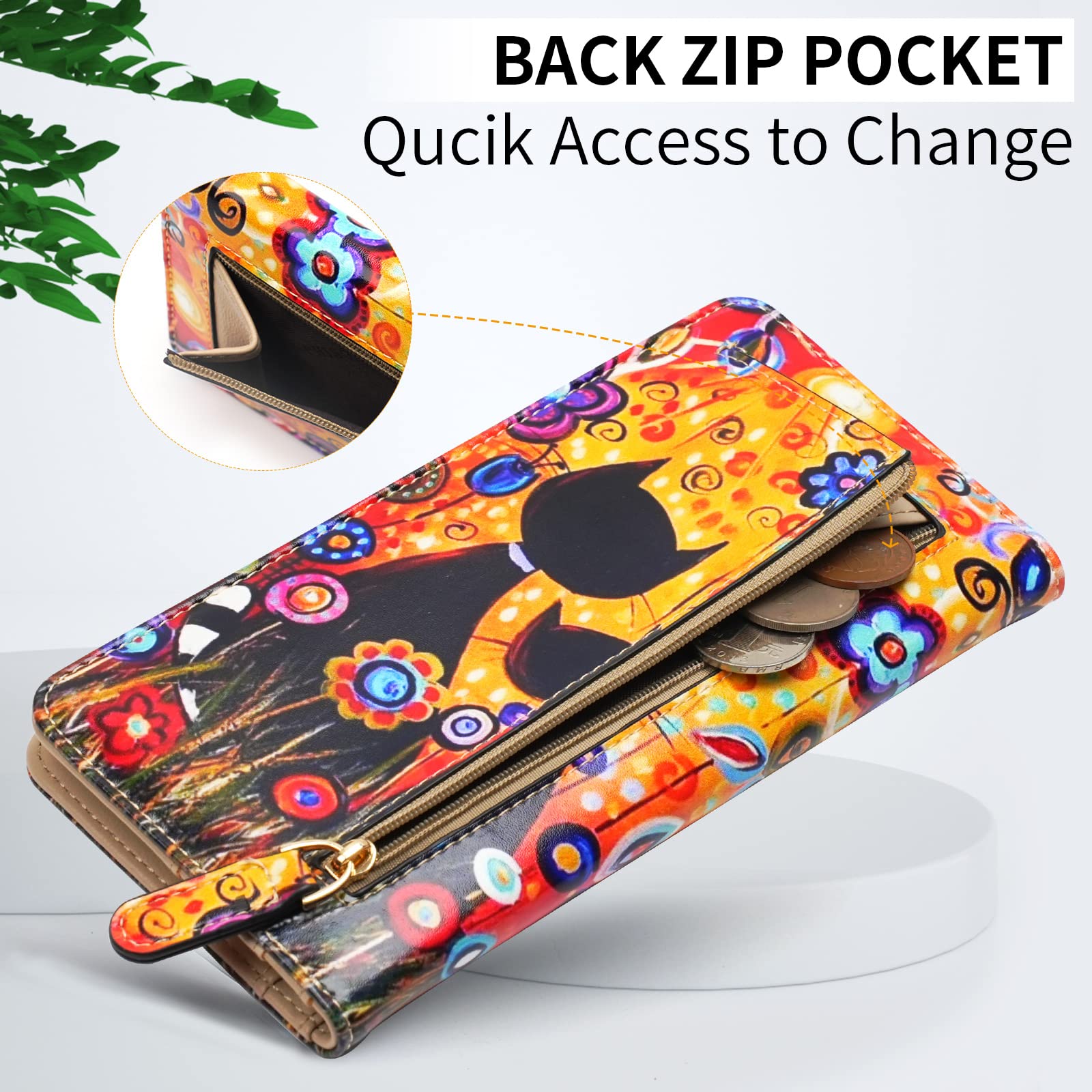 Wallet Women Ultra Slim Thin Leather Womens Wallet RFID Blocking Credit Card Holder Bifold Clutch Long Ladies Billfold