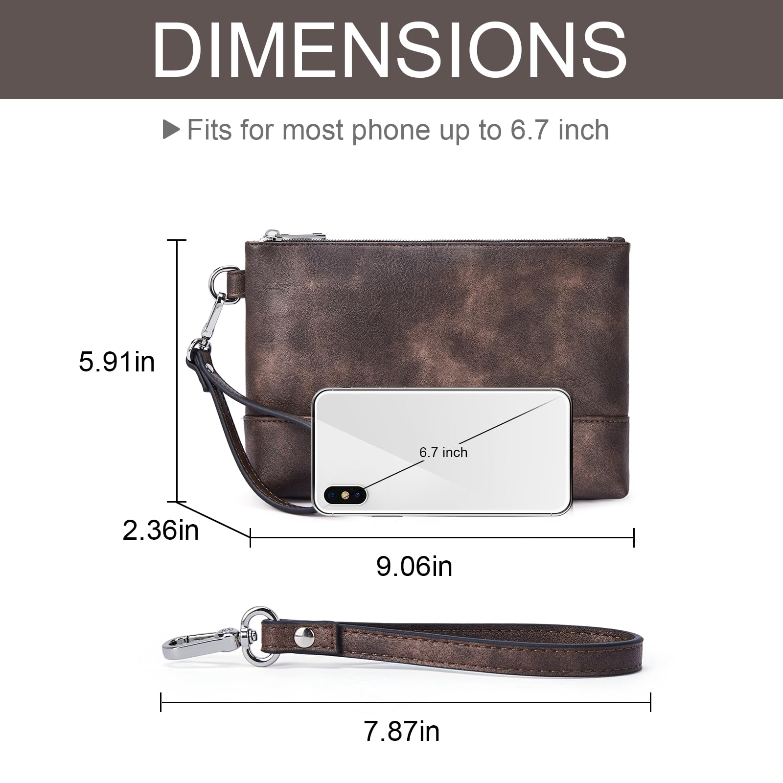 Womens Wallet Large Capacity Leather Wristlet Clutch Zipper Purse Slim Ladies Travel Credit Card Holder Phone Organizer