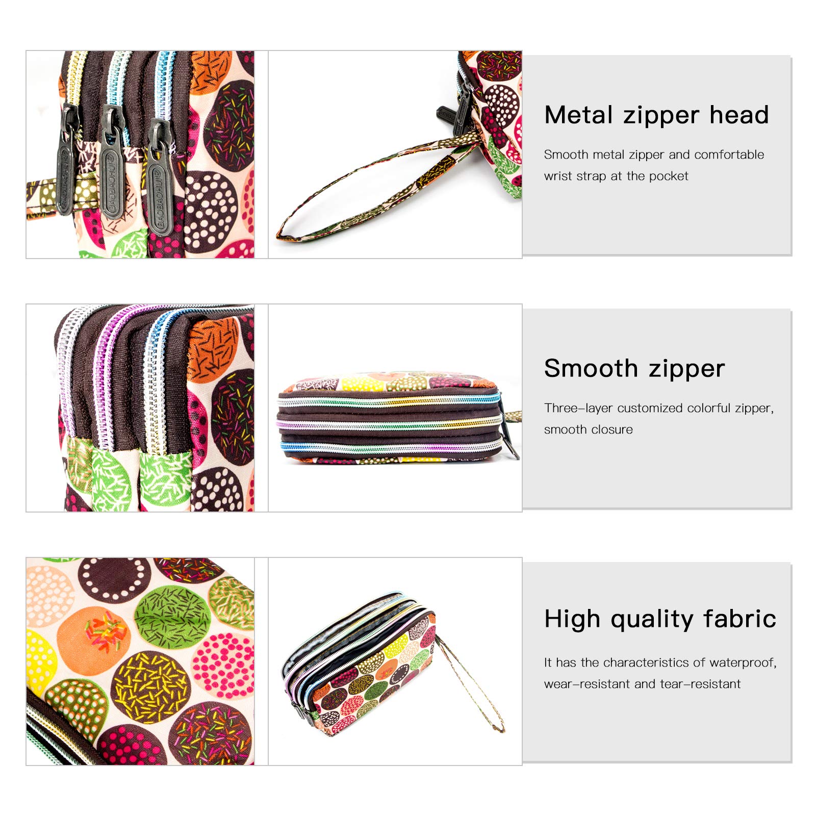 Large Capacity Wristlet Wallet - Women Printed Nylon Waterproof Handbag Clutch Purse