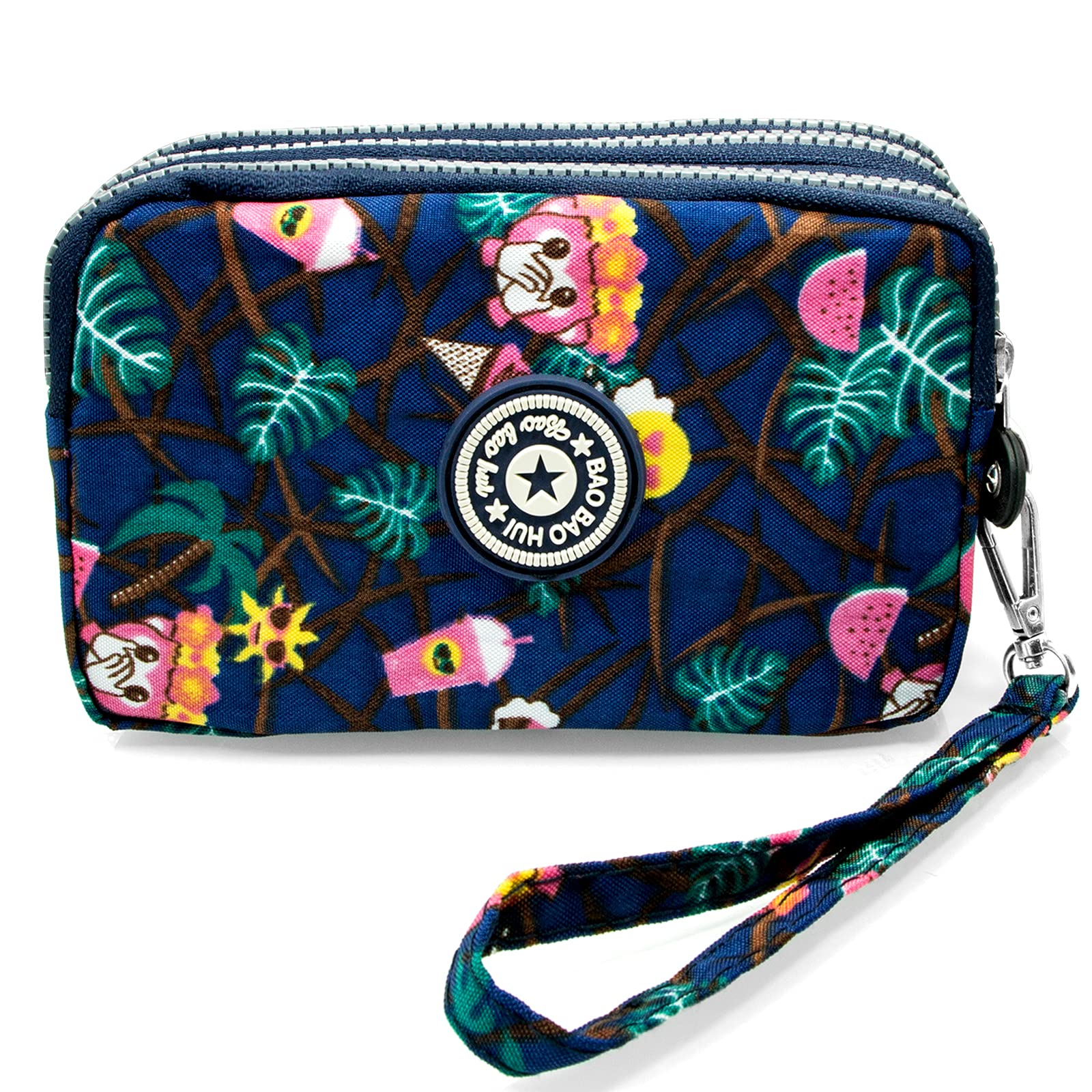 Large Capacity Wristlet Wallet - Women Printed Nylon Waterproof Handbag Clutch Purse