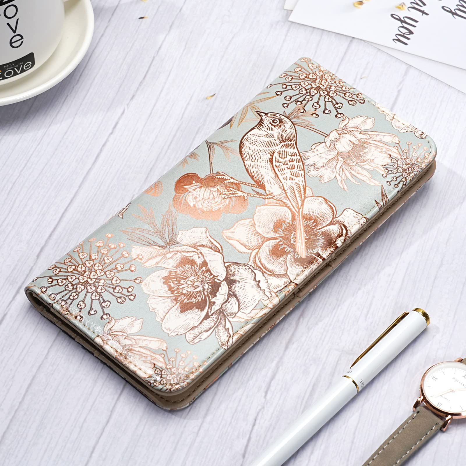 Wallet Women Ultra Slim Thin Leather Womens Wallet RFID Blocking Credit Card Holder Bifold Clutch Long Ladies Billfold