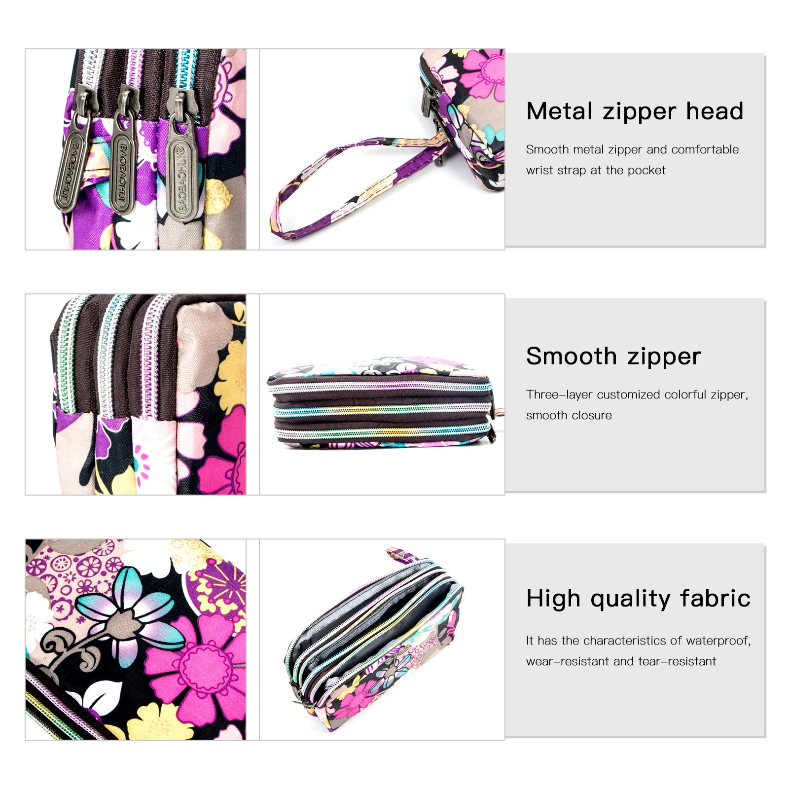 Large Capacity Wristlet Wallet - Women Printed Nylon Waterproof Handbag Clutch Purse