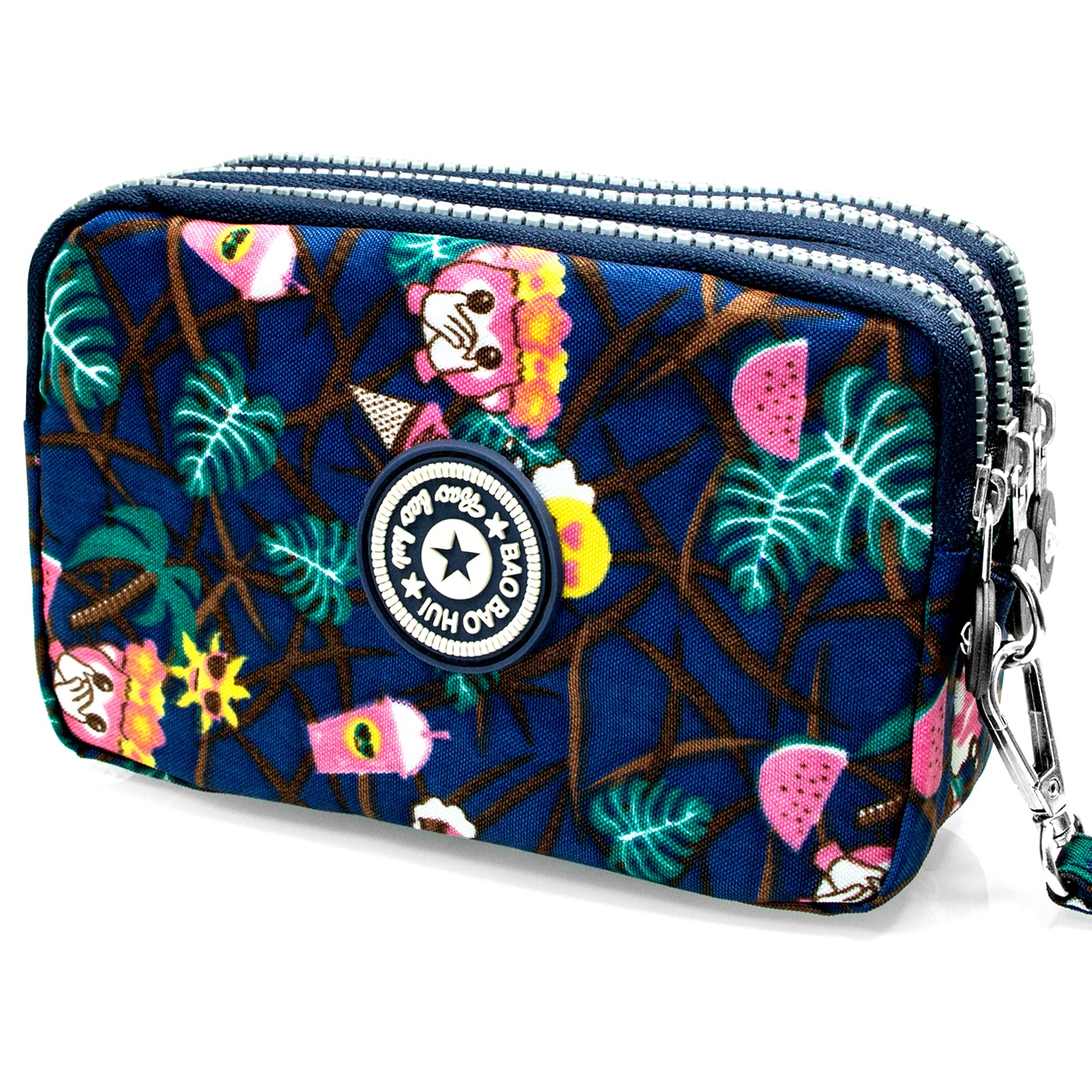 Large Capacity Wristlet Wallet - Women Printed Nylon Waterproof Handbag Clutch Purse