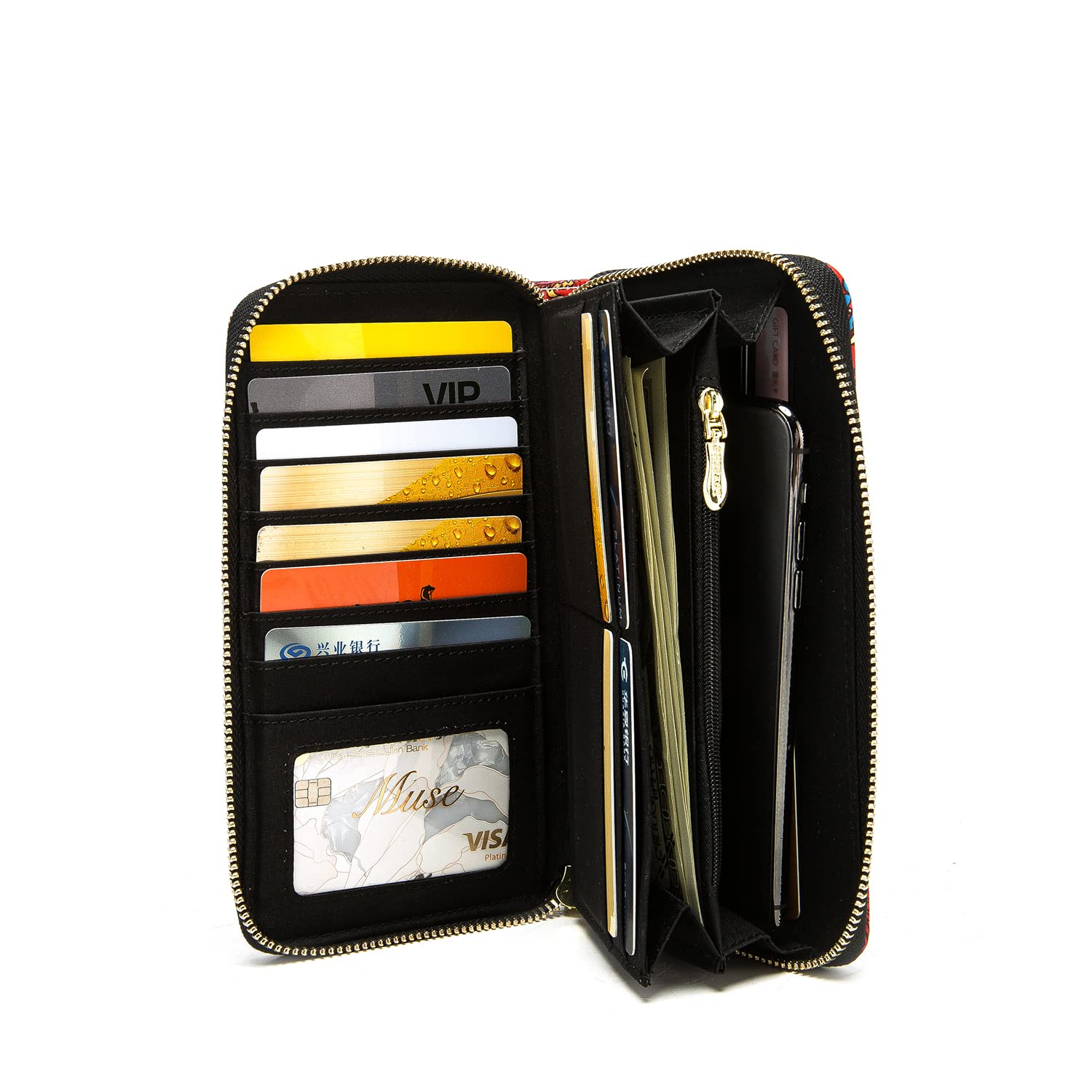 Women's Wallet Clutch - Stylish, Spacious w/Wristlet for Travel, Holds Cards, Phone, Cash