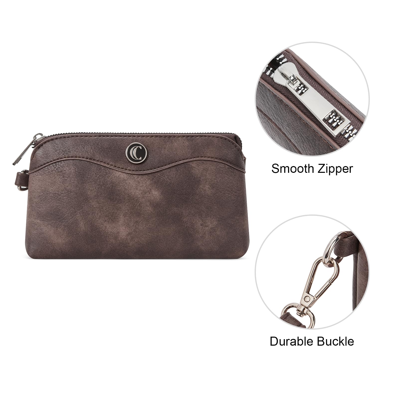 Womens Wallet Large Capacity Leather Wristlet Clutch Zipper Purse Slim Ladies Travel Credit Card Holder Phone Organizer