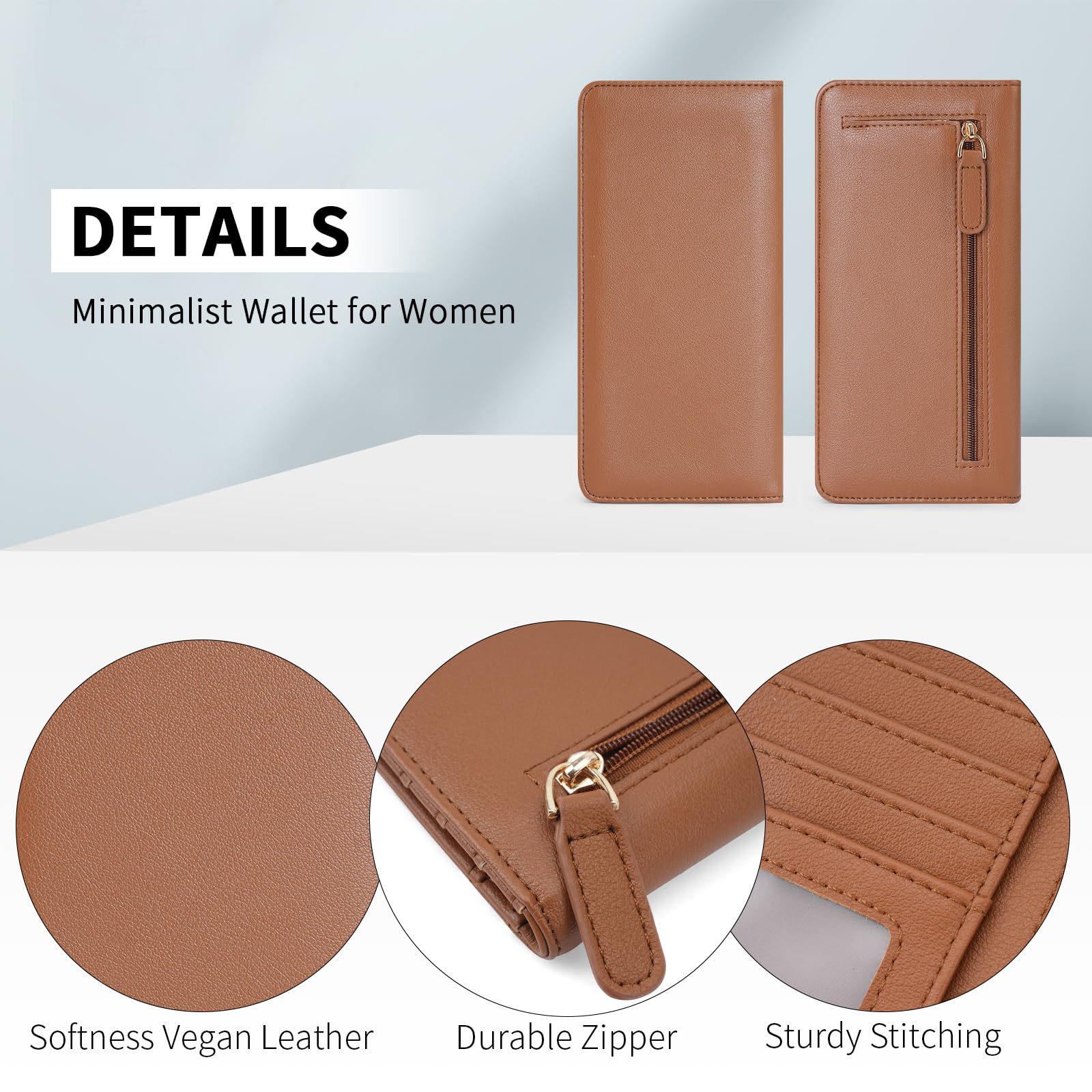 Wallet Women Ultra Slim Thin Leather Womens Wallet RFID Blocking Credit Card Holder Bifold Clutch Long Ladies Billfold