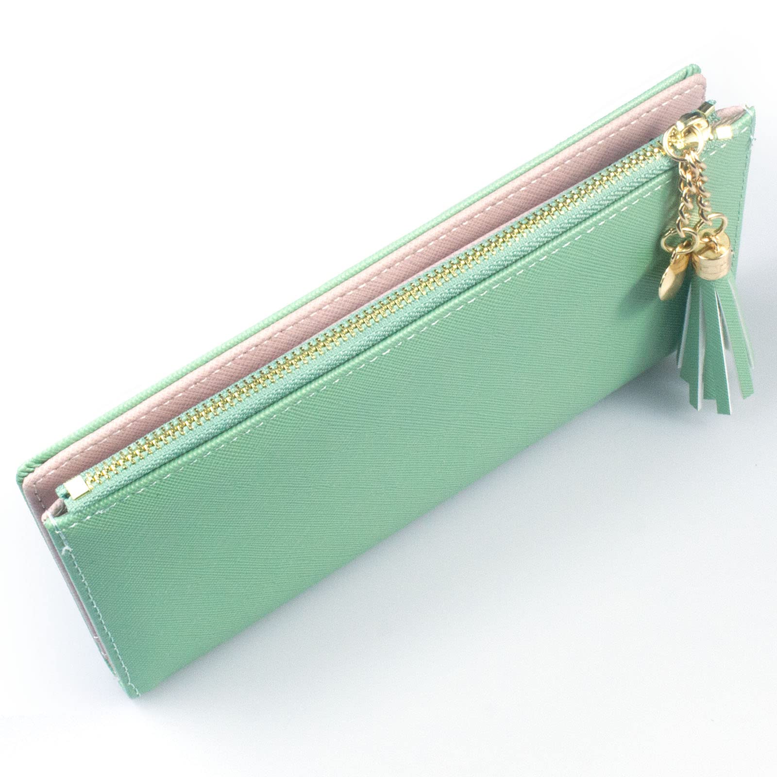 Womens Wallet Cute Elegant Long Slim Card Holder Case Minimalist Coin Purse Thin Tassels Zip Clutch Wallets for Girls Ladies