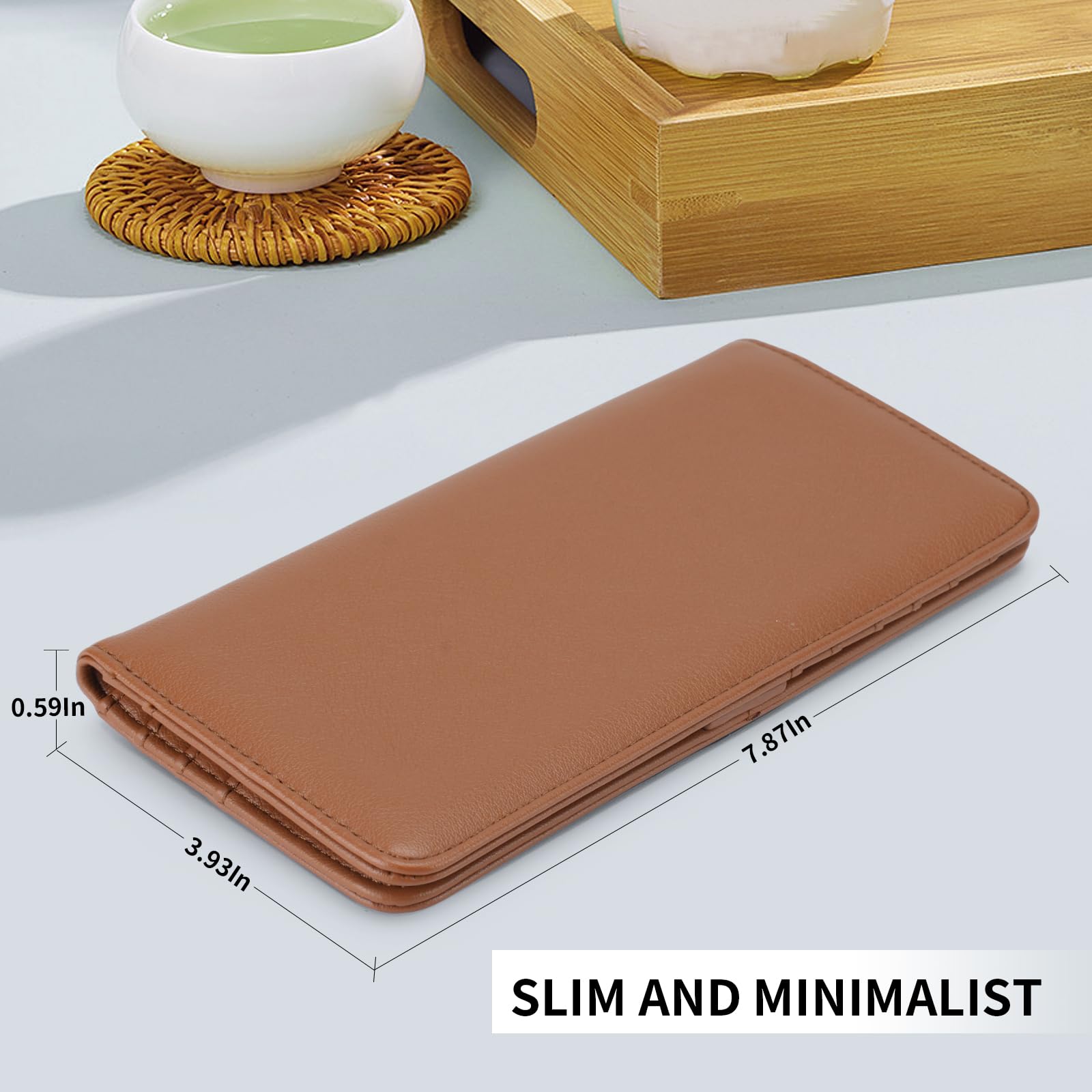 Wallet Women Ultra Slim Thin Leather Womens Wallet RFID Blocking Credit Card Holder Bifold Clutch Long Ladies Billfold