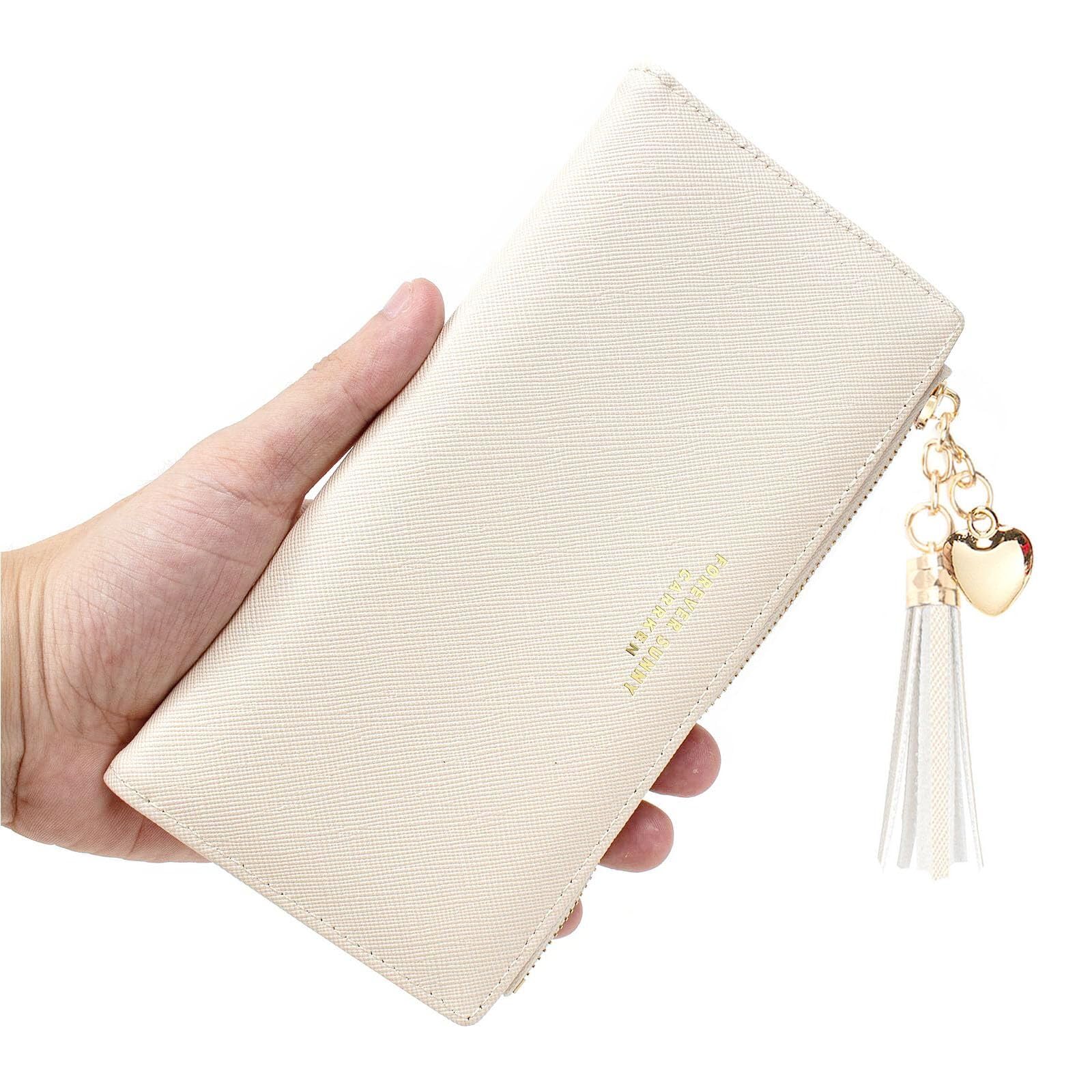 Womens Wallet Cute Elegant Long Slim Card Holder Case Minimalist Coin Purse Thin Tassels Zip Clutch Wallets for Girls Ladies