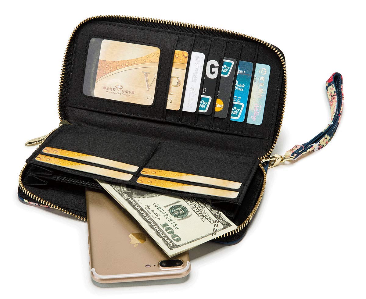 Women's Wallet Clutch - Stylish, Spacious w/Wristlet for Travel, Holds Cards, Phone, Cash