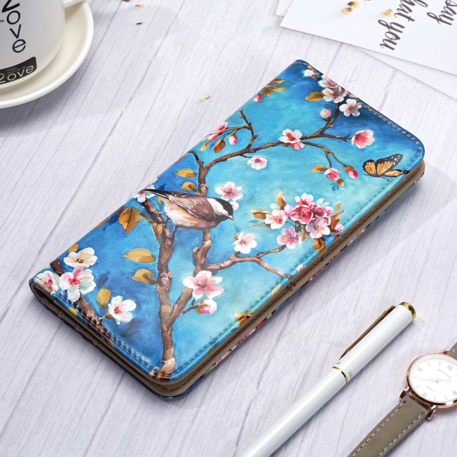 Wallet Women Ultra Slim Thin Leather Womens Wallet RFID Blocking Credit Card Holder Bifold Clutch Long Ladies Billfold