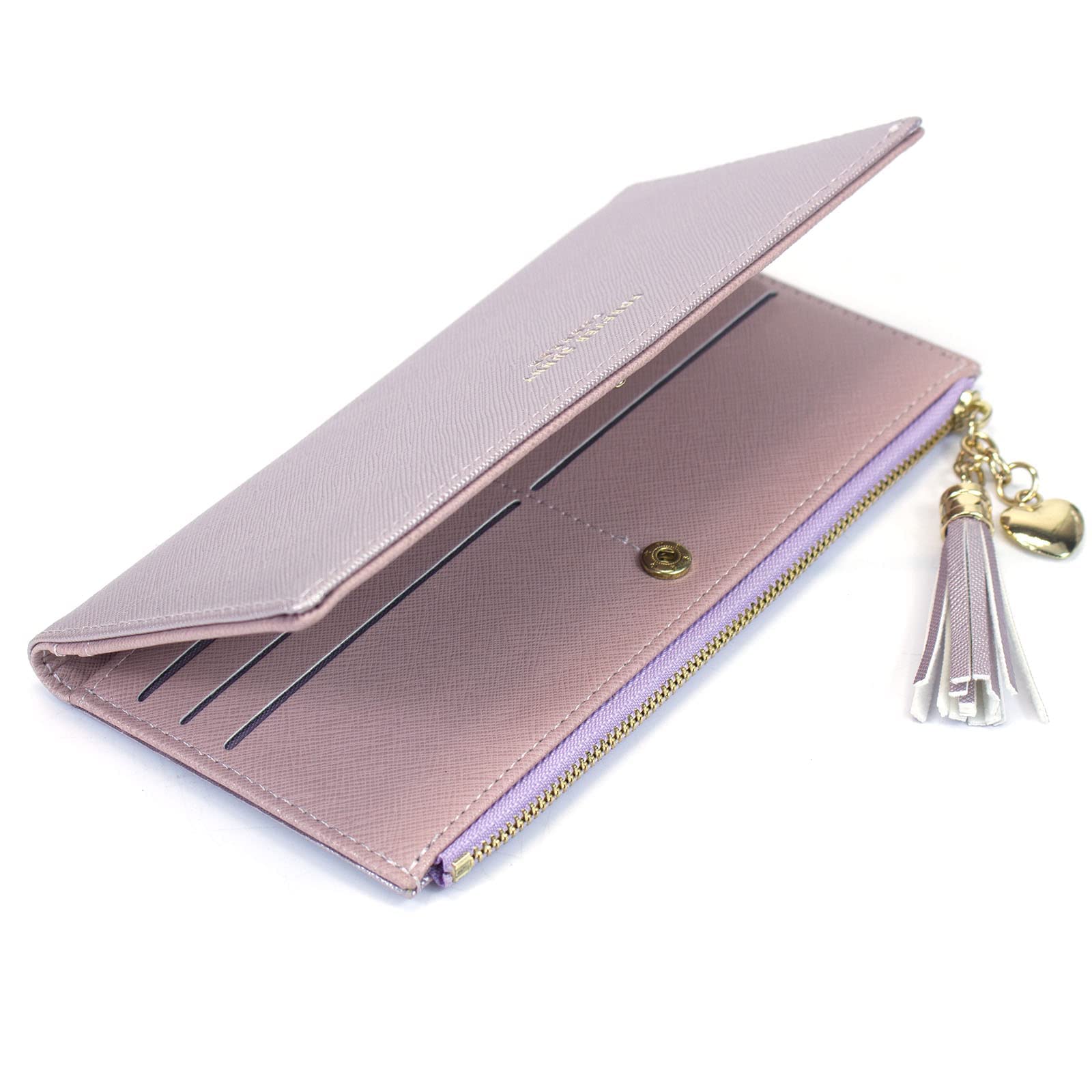 Womens Wallet Cute Elegant Long Slim Card Holder Case Minimalist Coin Purse Thin Tassels Zip Clutch Wallets for Girls Ladies