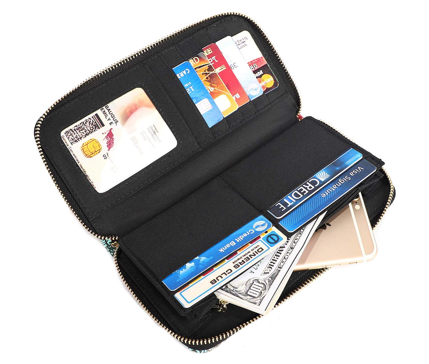 Women's Wallet Clutch - Stylish, Spacious w/Wristlet for Travel, Holds Cards, Phone, Cash