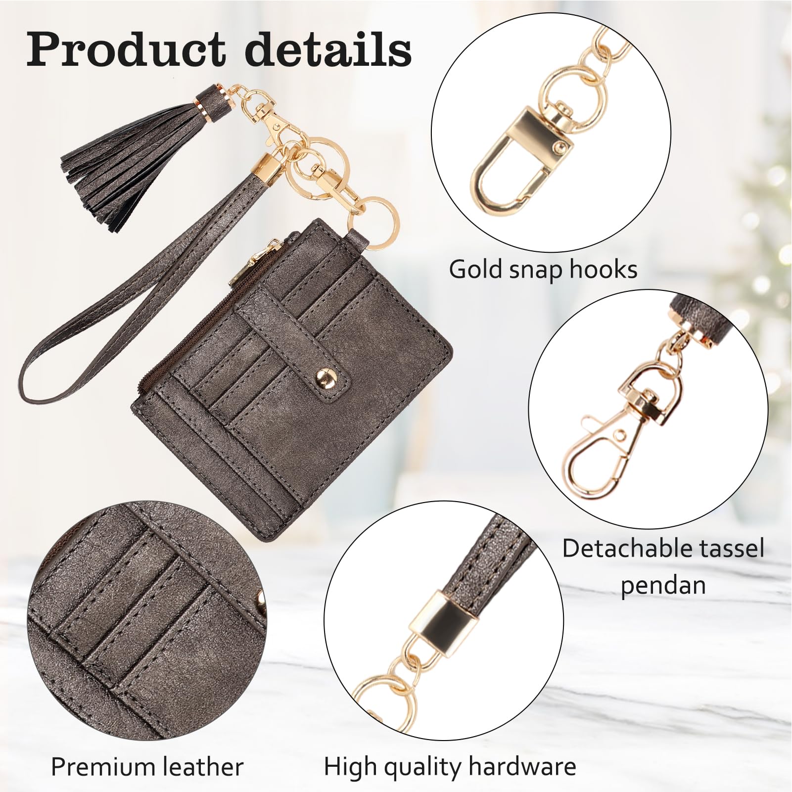 Small Wallet for Women Wristlet Keychain with Wallet,key chain wallet women Wristlet Wallets for Women（Beige）