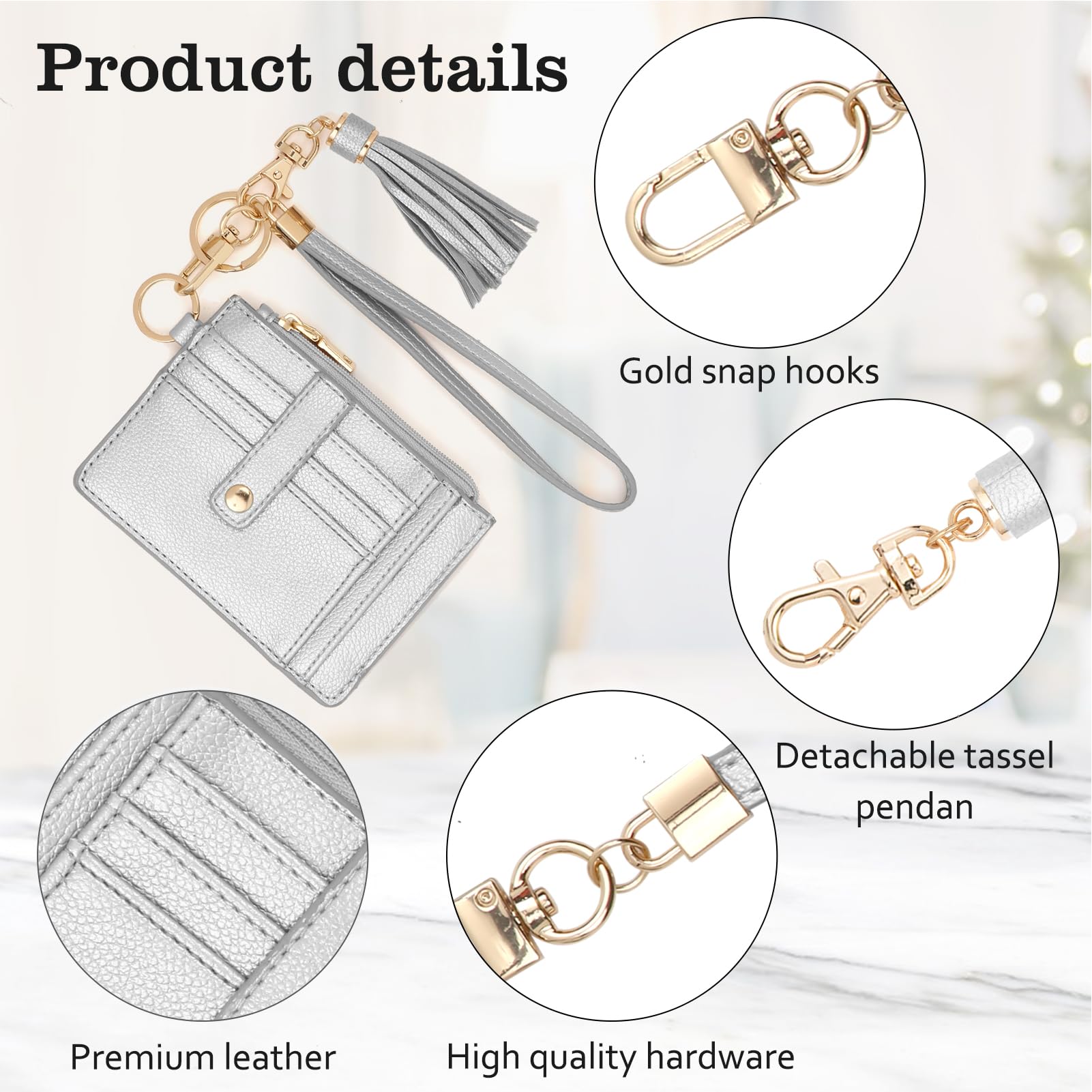 Small Wallet for Women Wristlet Keychain with Wallet,key chain wallet women Wristlet Wallets for Women（Beige）