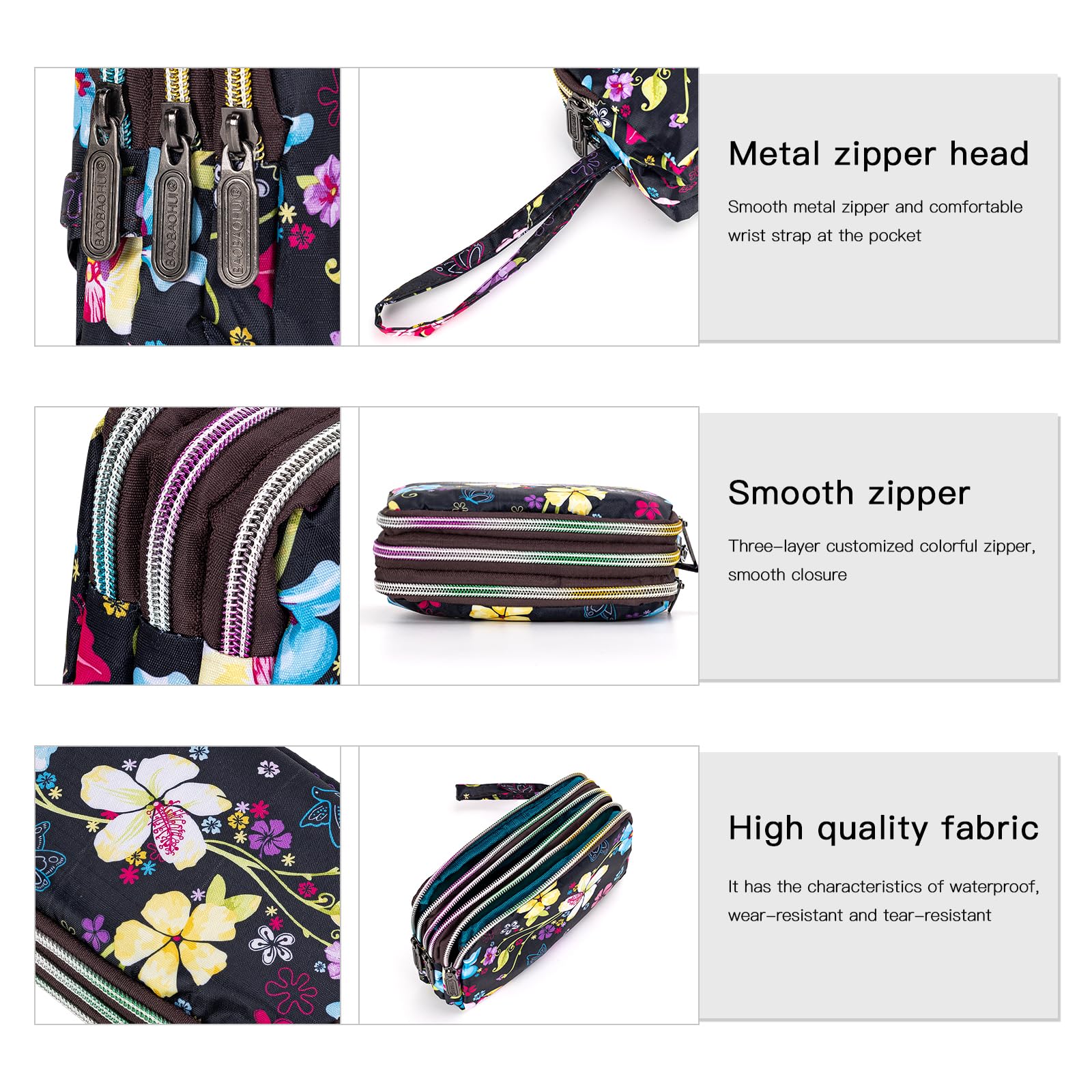 Large Capacity Wristlet Wallet - Women Printed Nylon Waterproof Handbag Clutch Purse