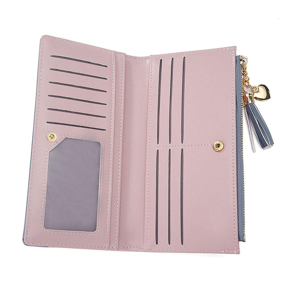 Womens Wallet Cute Elegant Long Slim Card Holder Case Minimalist Coin Purse Thin Tassels Zip Clutch Wallets for Girls Ladies