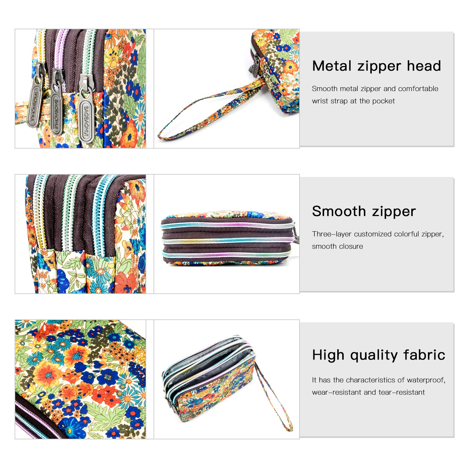 Large Capacity Wristlet Wallet - Women Printed Nylon Waterproof Handbag Clutch Purse