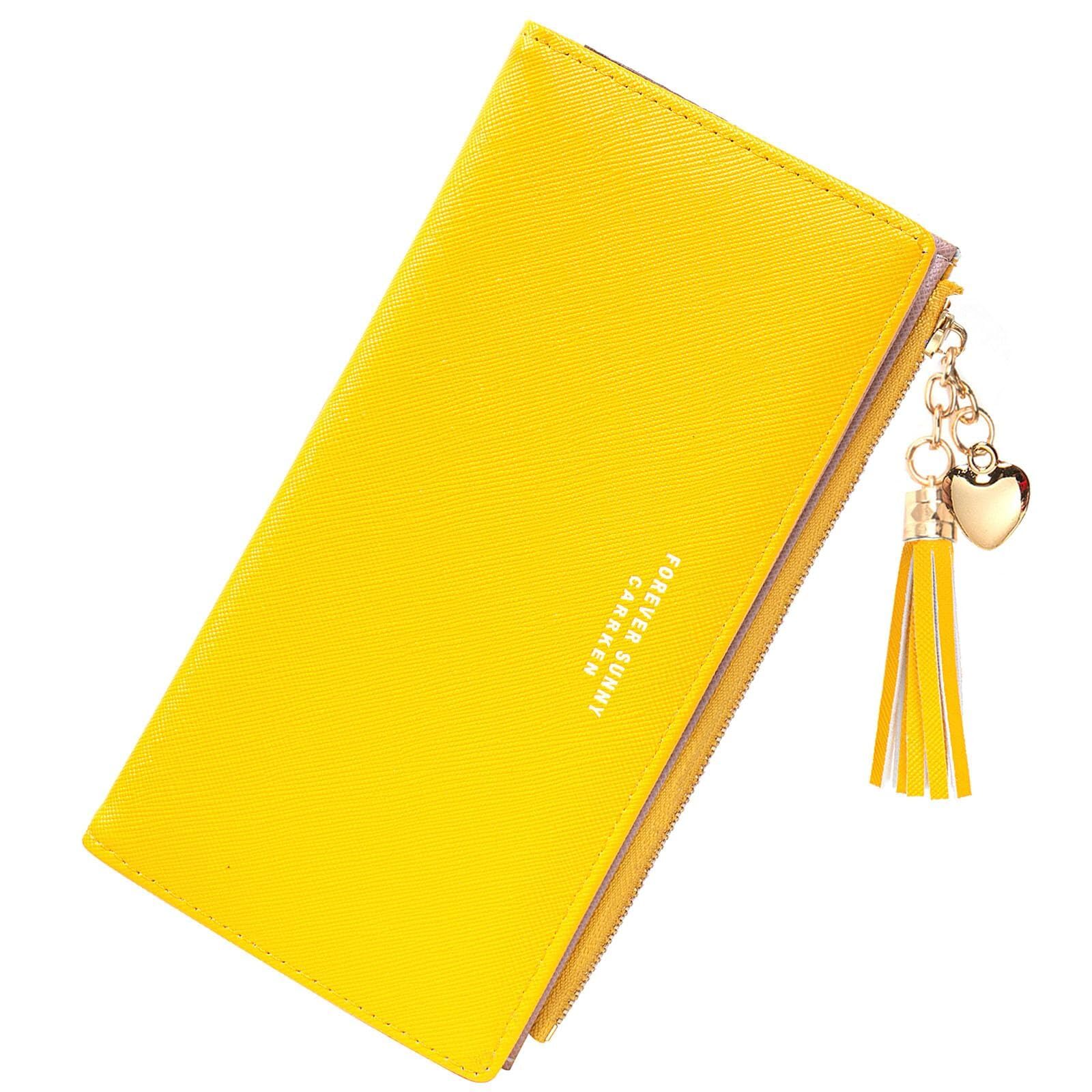 Womens Wallet Cute Elegant Long Slim Card Holder Case Minimalist Coin Purse Thin Tassels Zip Clutch Wallets for Girls Ladies