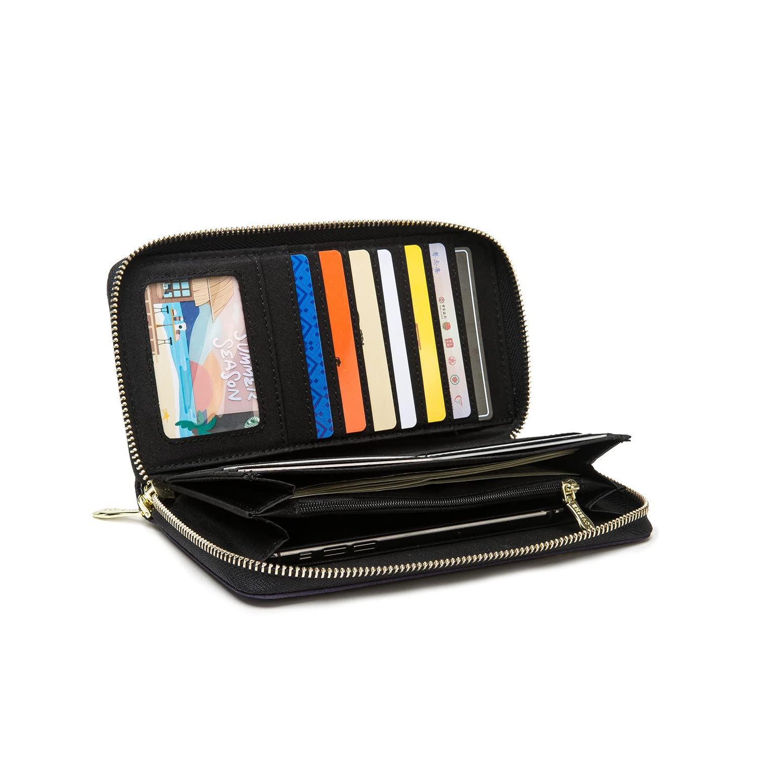 Women's Wallet Clutch - Stylish, Spacious w/Wristlet for Travel, Holds Cards, Phone, Cash