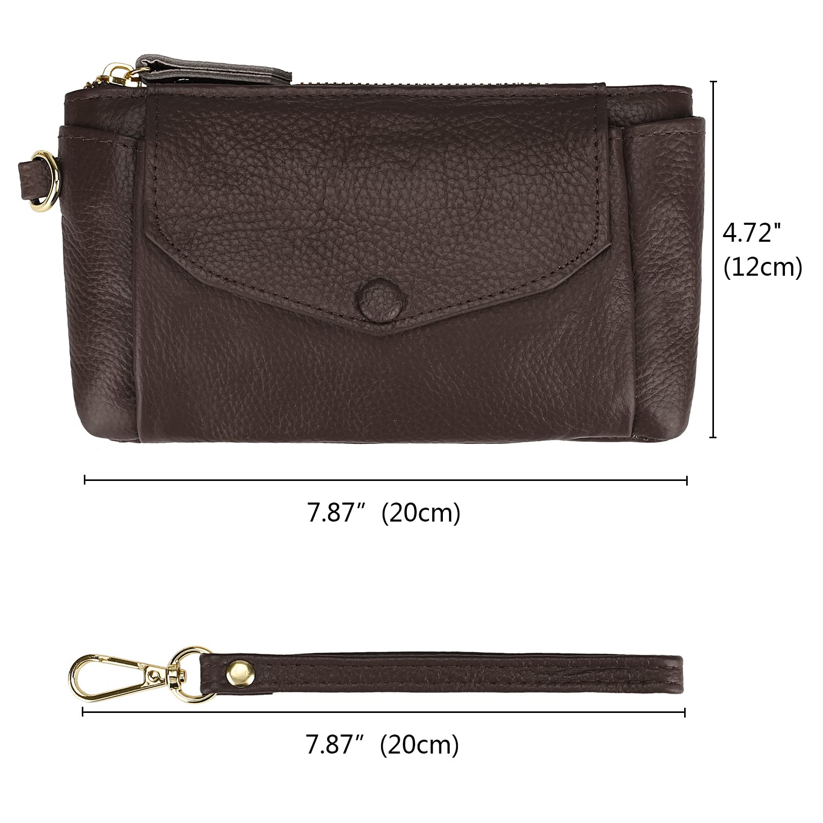 Wallet Wristlets Clutch Purses for Women Genuine Leather Crossbody Bag Handbag with Detachable Shoulder Chain