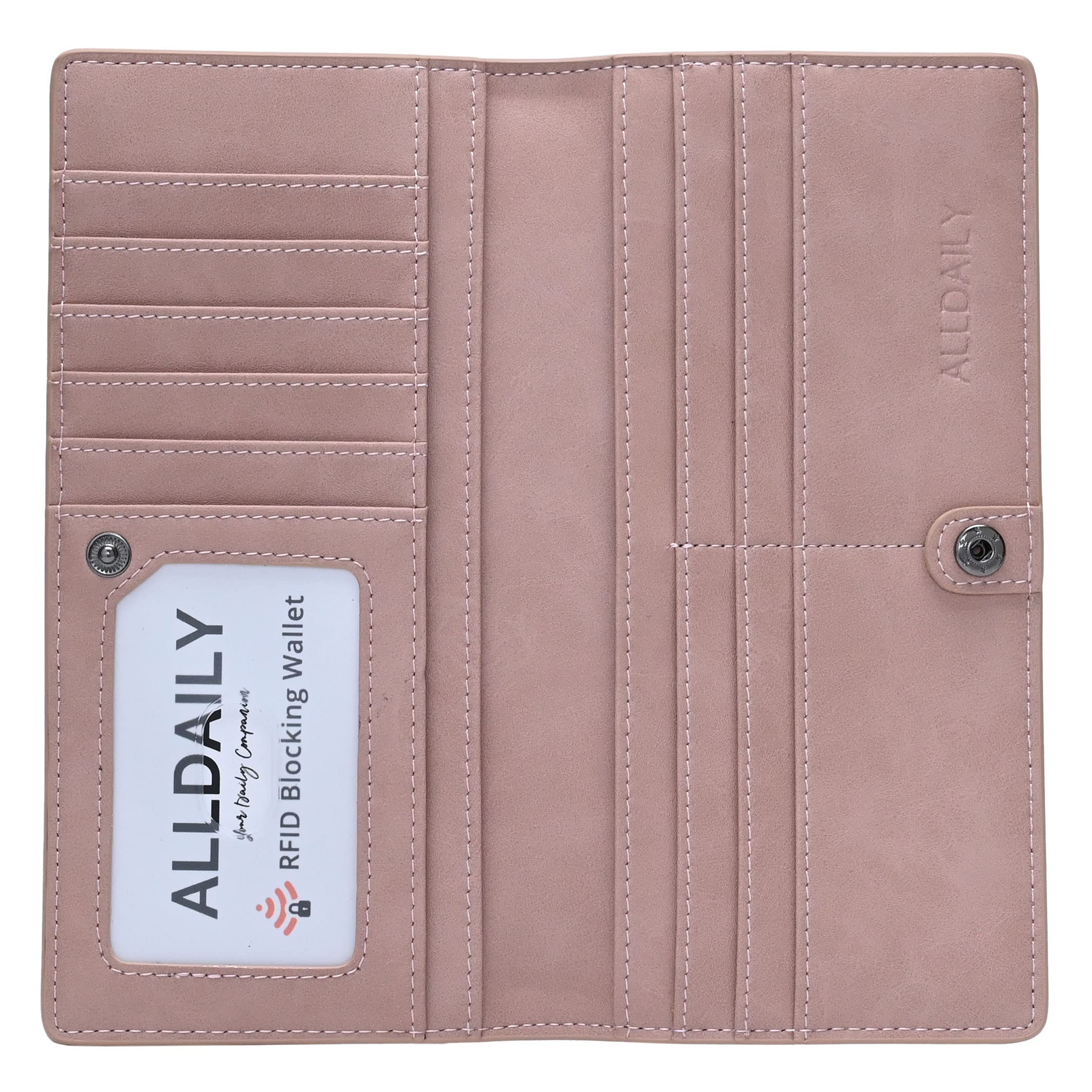 Women Wallet RFID Blocking Credit Card Holder Bifold Long Ladies Billfold (Purist Blue)