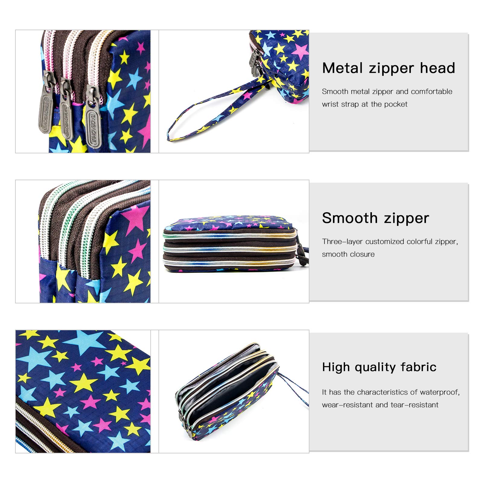 Large Capacity Wristlet Wallet - Women Printed Nylon Waterproof Handbag Clutch Purse