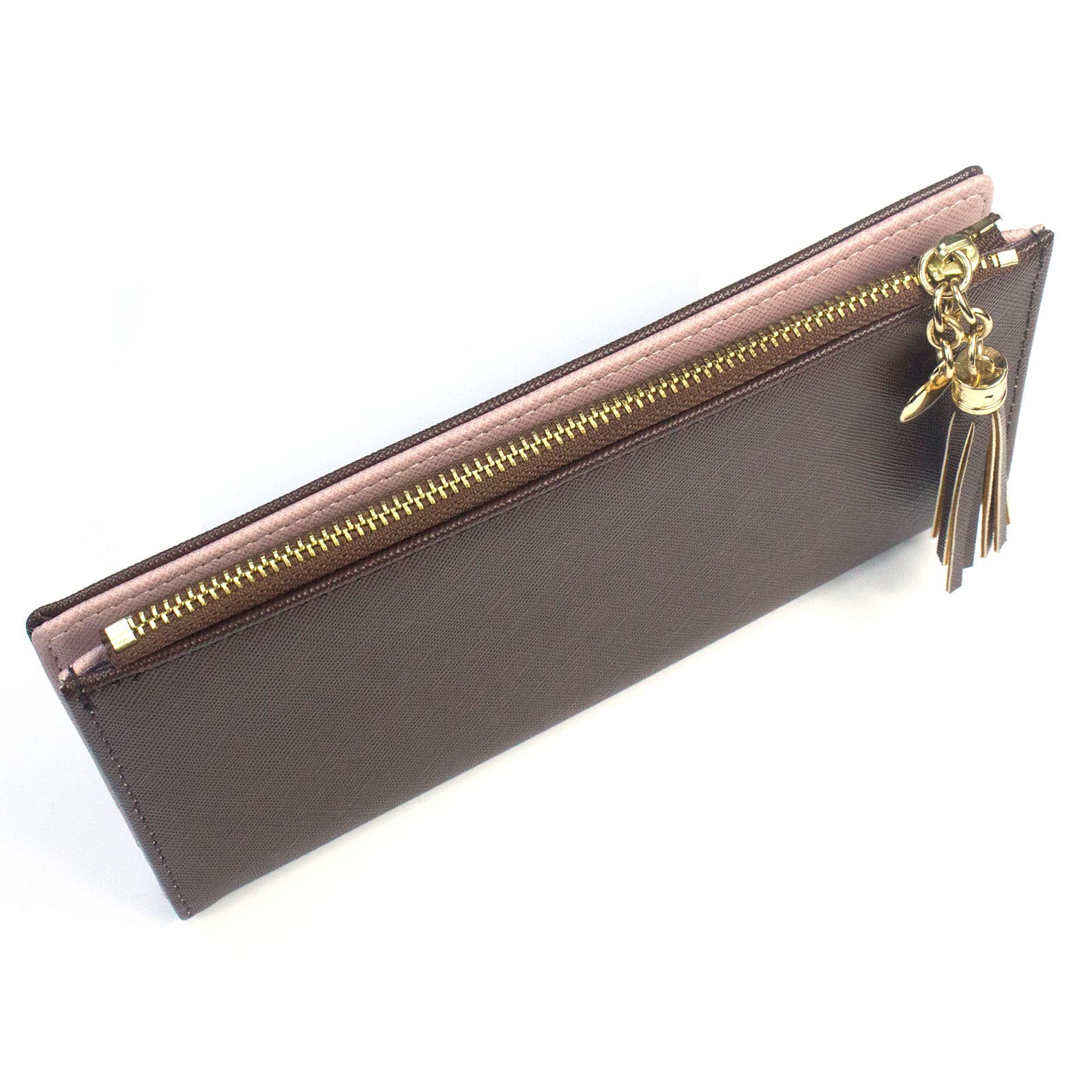 Womens Wallet Cute Elegant Long Slim Card Holder Case Minimalist Coin Purse Thin Tassels Zip Clutch Wallets for Girls Ladies