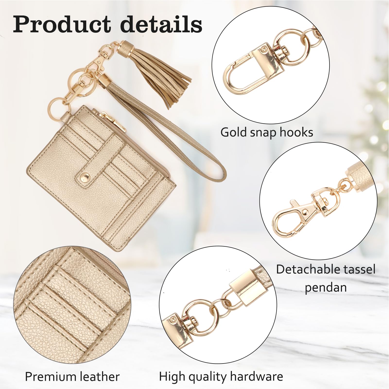 Small Wallet for Women Wristlet Keychain with Wallet,key chain wallet women Wristlet Wallets for Women（Beige）