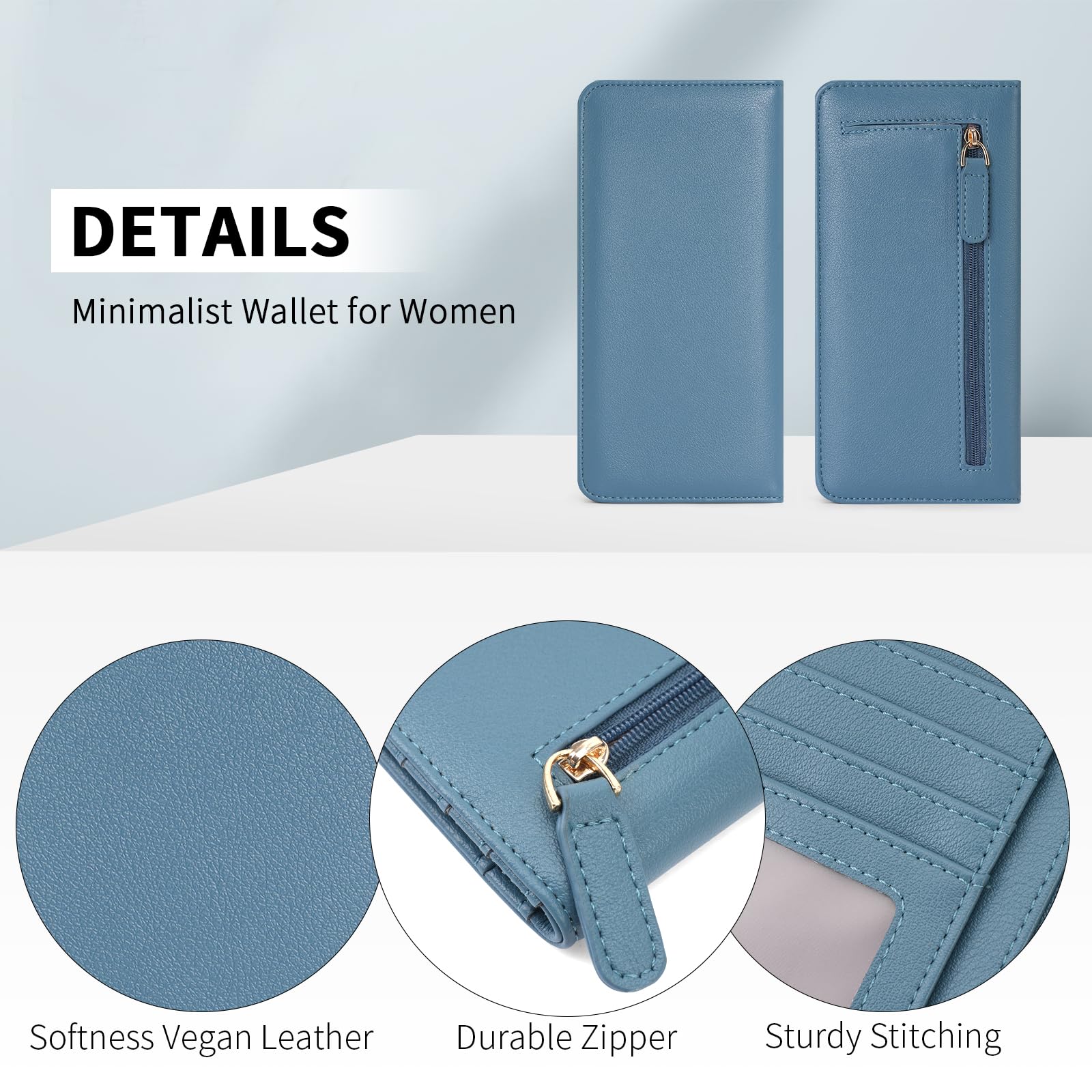 Wallet Women Ultra Slim Thin Leather Womens Wallet RFID Blocking Credit Card Holder Bifold Clutch Long Ladies Billfold