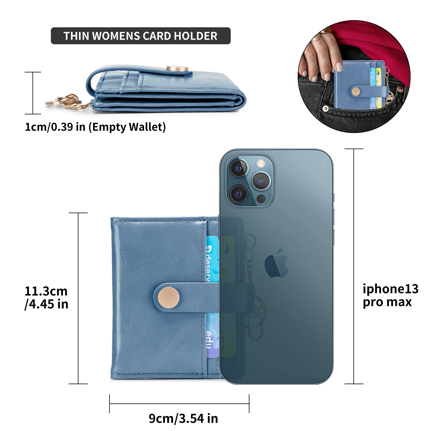 Wallet for Women,RFID Blocking Bifold Credit Card Holder with Zipper Coin Pocket,ID Window &amp; Keychain