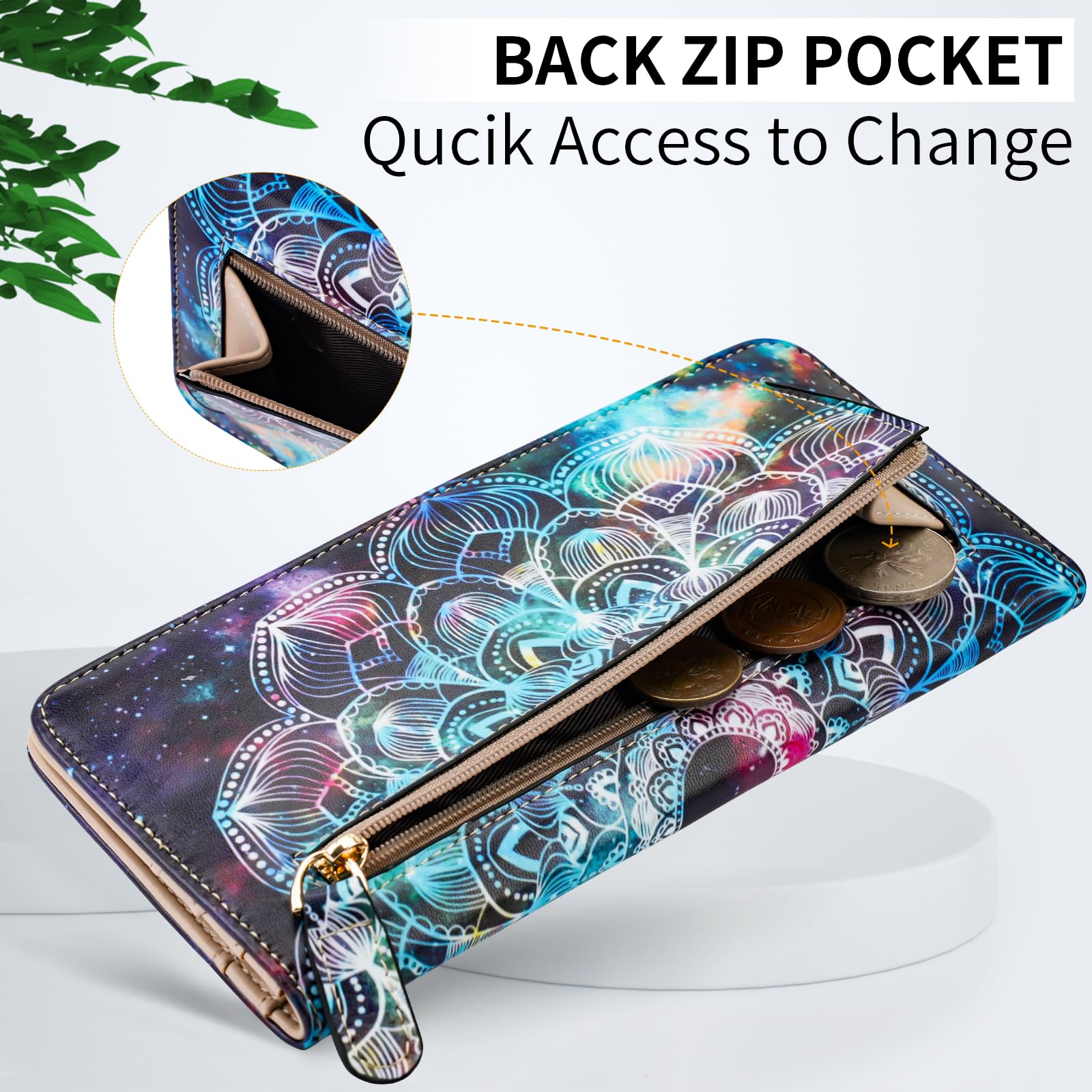 Wallet Women Ultra Slim Thin Leather Womens Wallet RFID Blocking Credit Card Holder Bifold Clutch Long Ladies Billfold