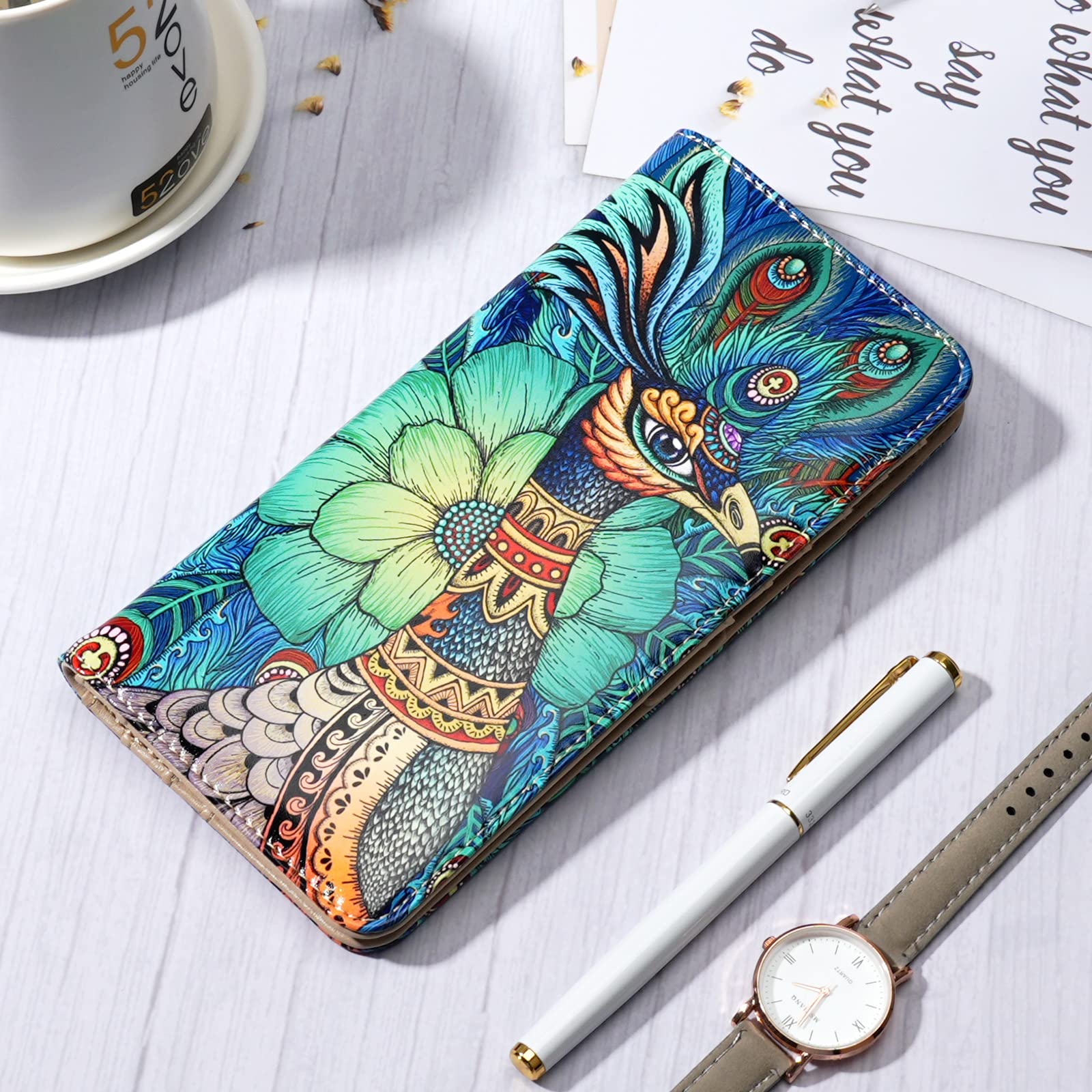 Wallet Women Ultra Slim Thin Leather Womens Wallet RFID Blocking Credit Card Holder Bifold Clutch Long Ladies Billfold