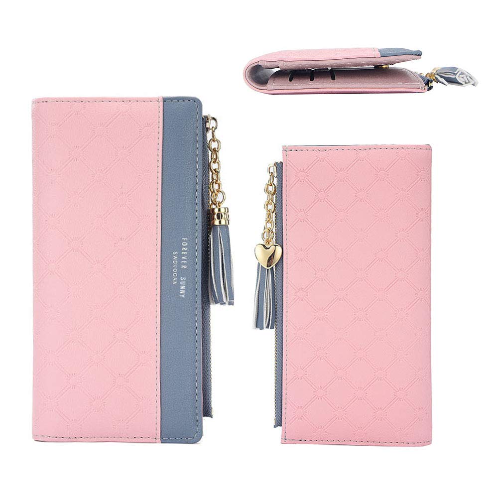 Womens Wallet Cute Elegant Long Slim Card Holder Case Minimalist Coin Purse Thin Tassels Zip Clutch Wallets for Girls Ladies