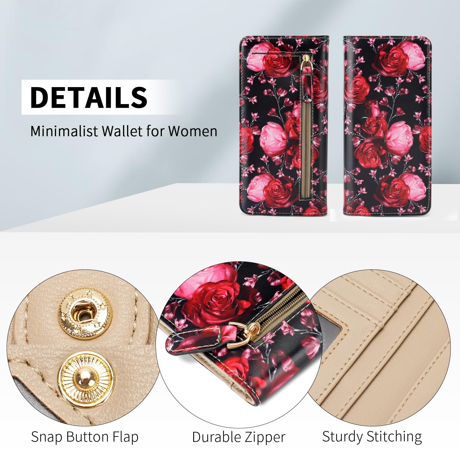 Wallet Women Ultra Slim Thin Leather Womens Wallet RFID Blocking Credit Card Holder Bifold Clutch Long Ladies Billfold