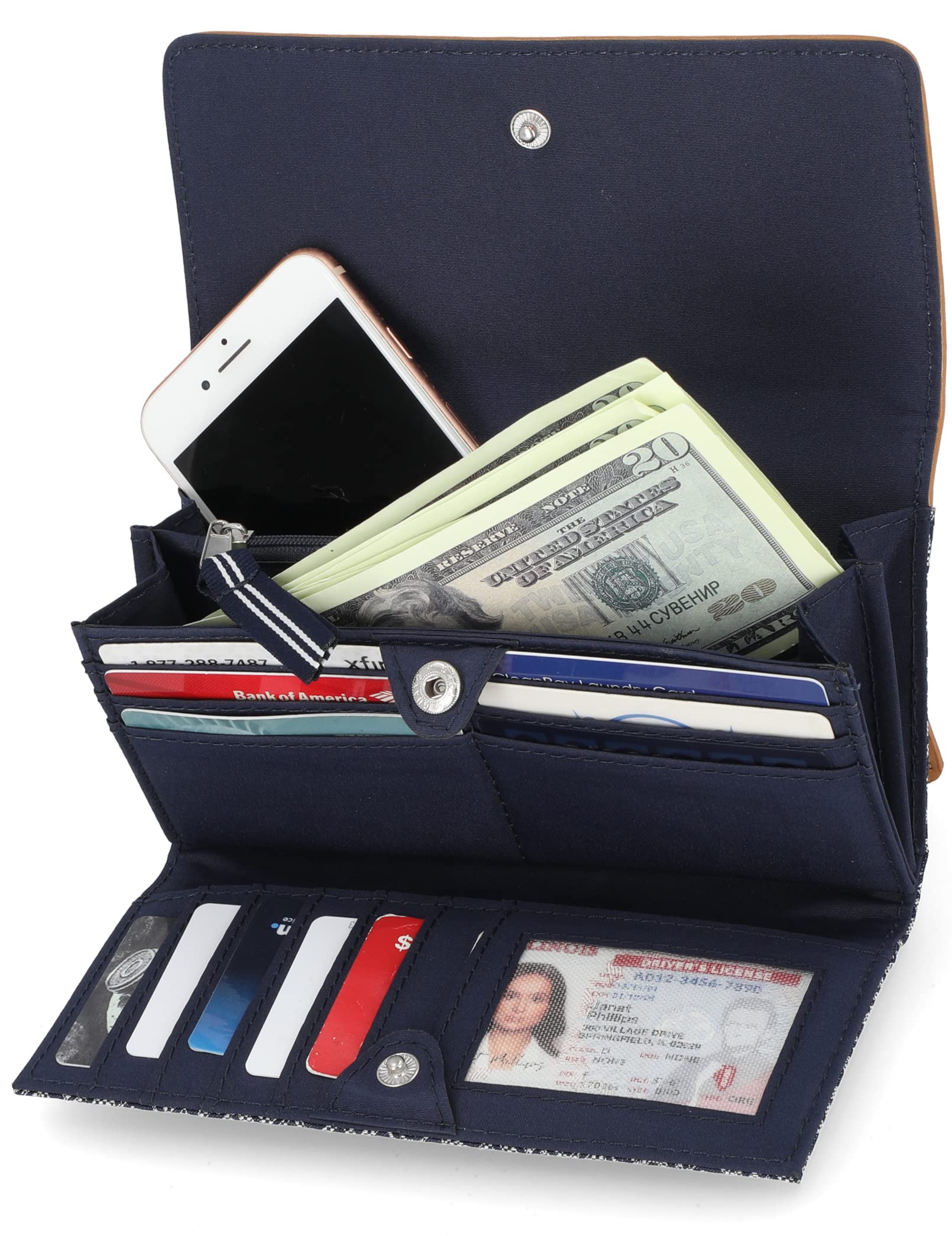 The Perfect Carry All Money Manager Wallet Oraganizer with RFID Blocking Wallet, Indigo/Bone/Sand, One Size US