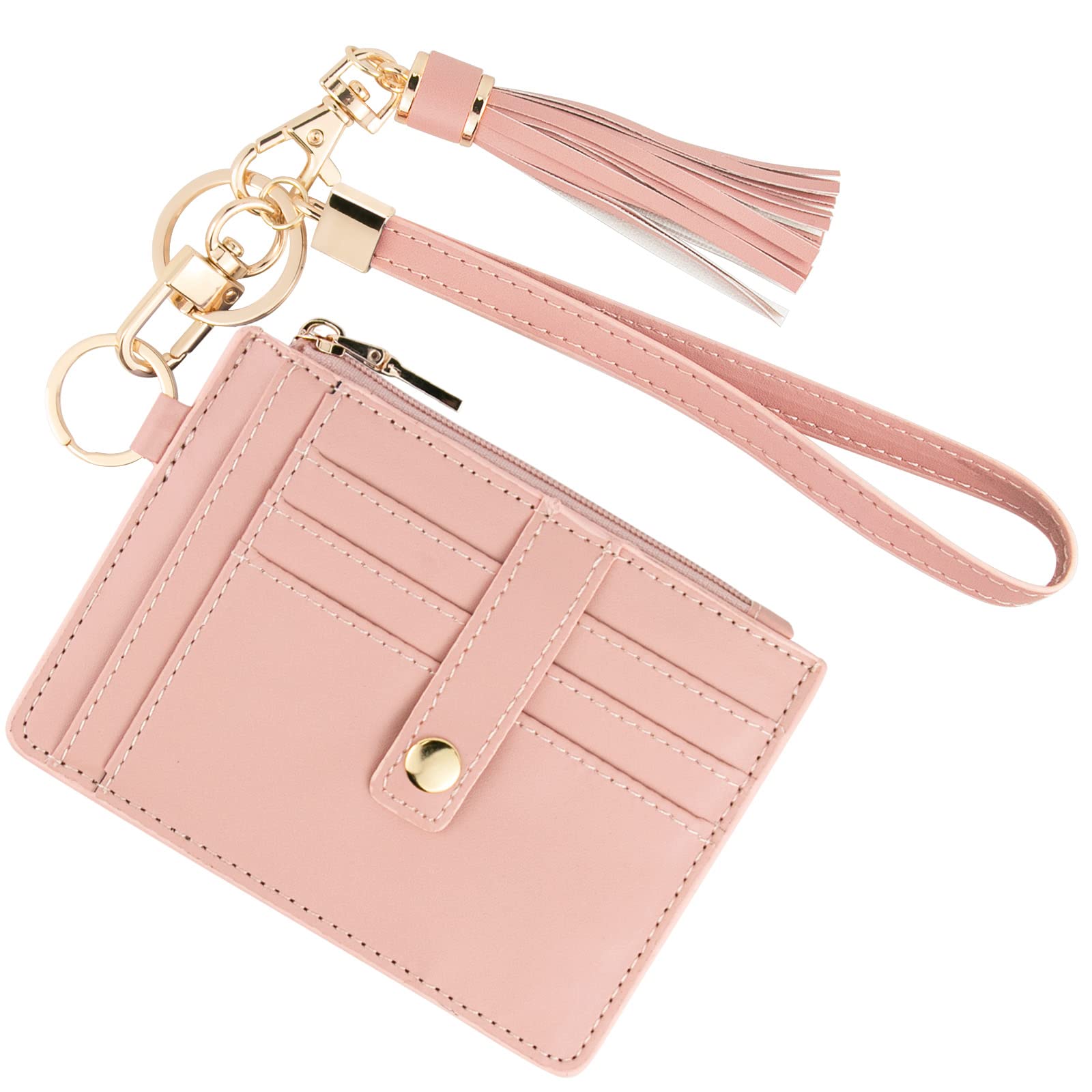 Small Wallet for Women Wristlet Keychain with Wallet,key chain wallet women Wristlet Wallets for Women（Beige）