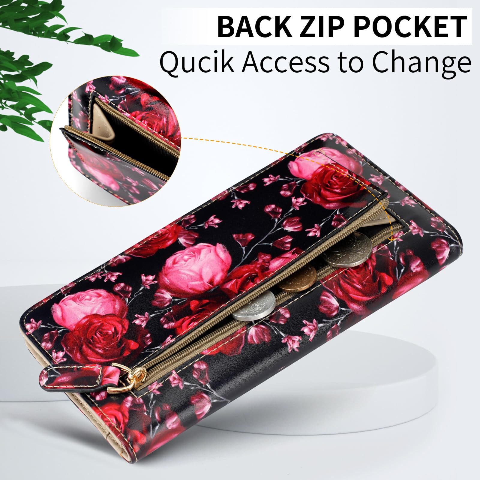 Wallet Women Ultra Slim Thin Leather Womens Wallet RFID Blocking Credit Card Holder Bifold Clutch Long Ladies Billfold