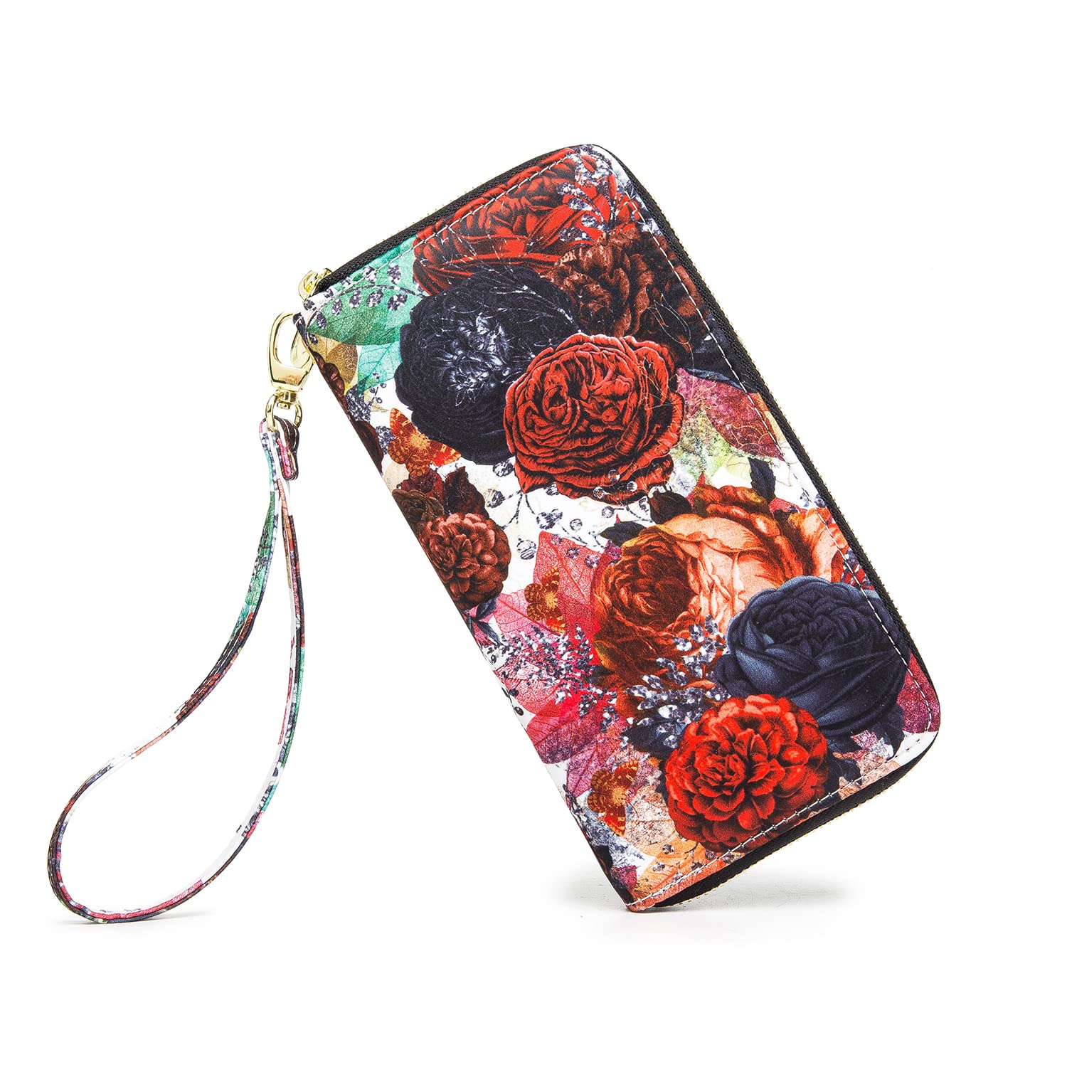 Women's Wallet Clutch - Stylish, Spacious w/Wristlet for Travel, Holds Cards, Phone, Cash