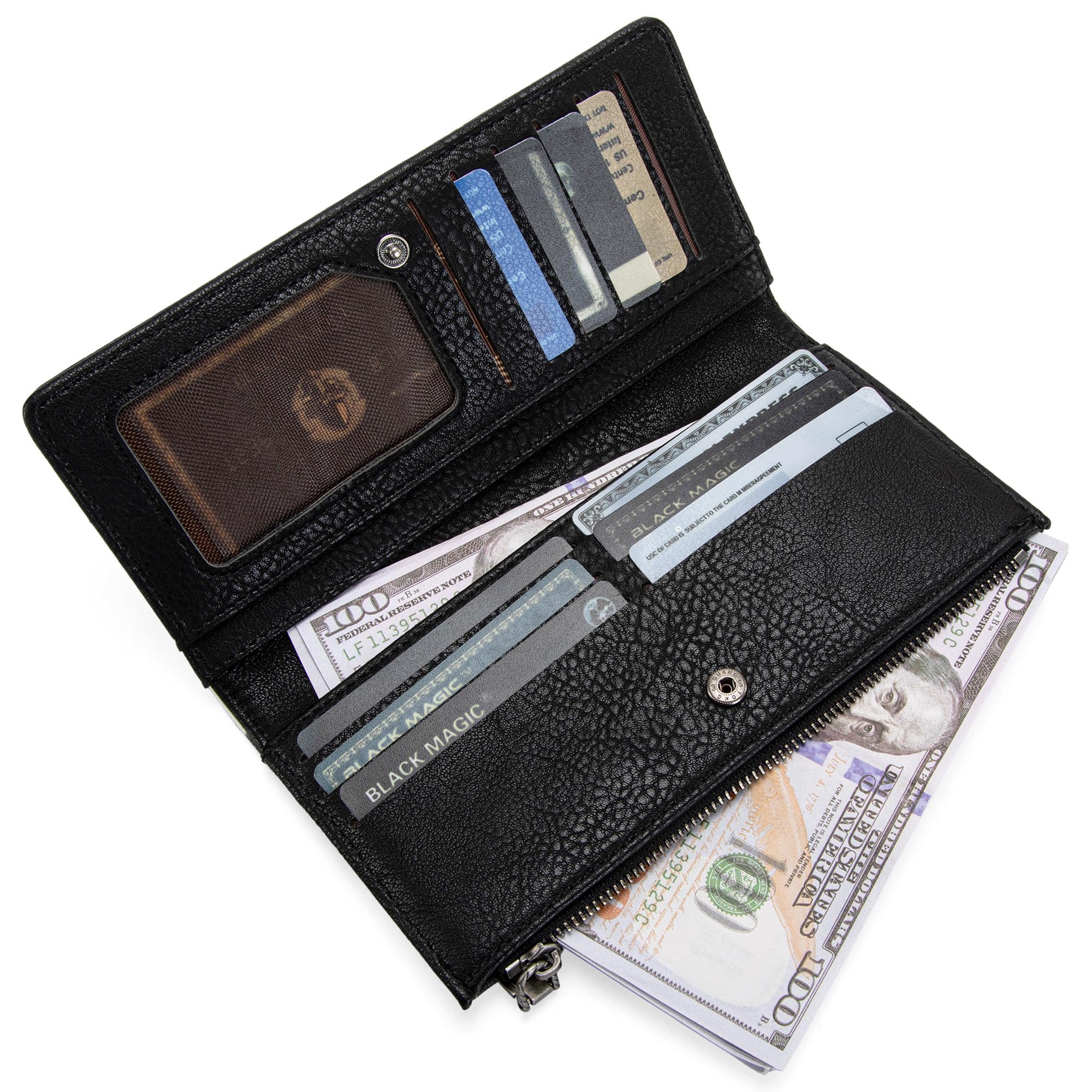 Wallets Womens Bifold Credit Card Wallet Women's Wallets, Card Cases &amp; Money Organizers Brown Wallet for Women Ladies Female Cash Wallet with Smooth Zipper