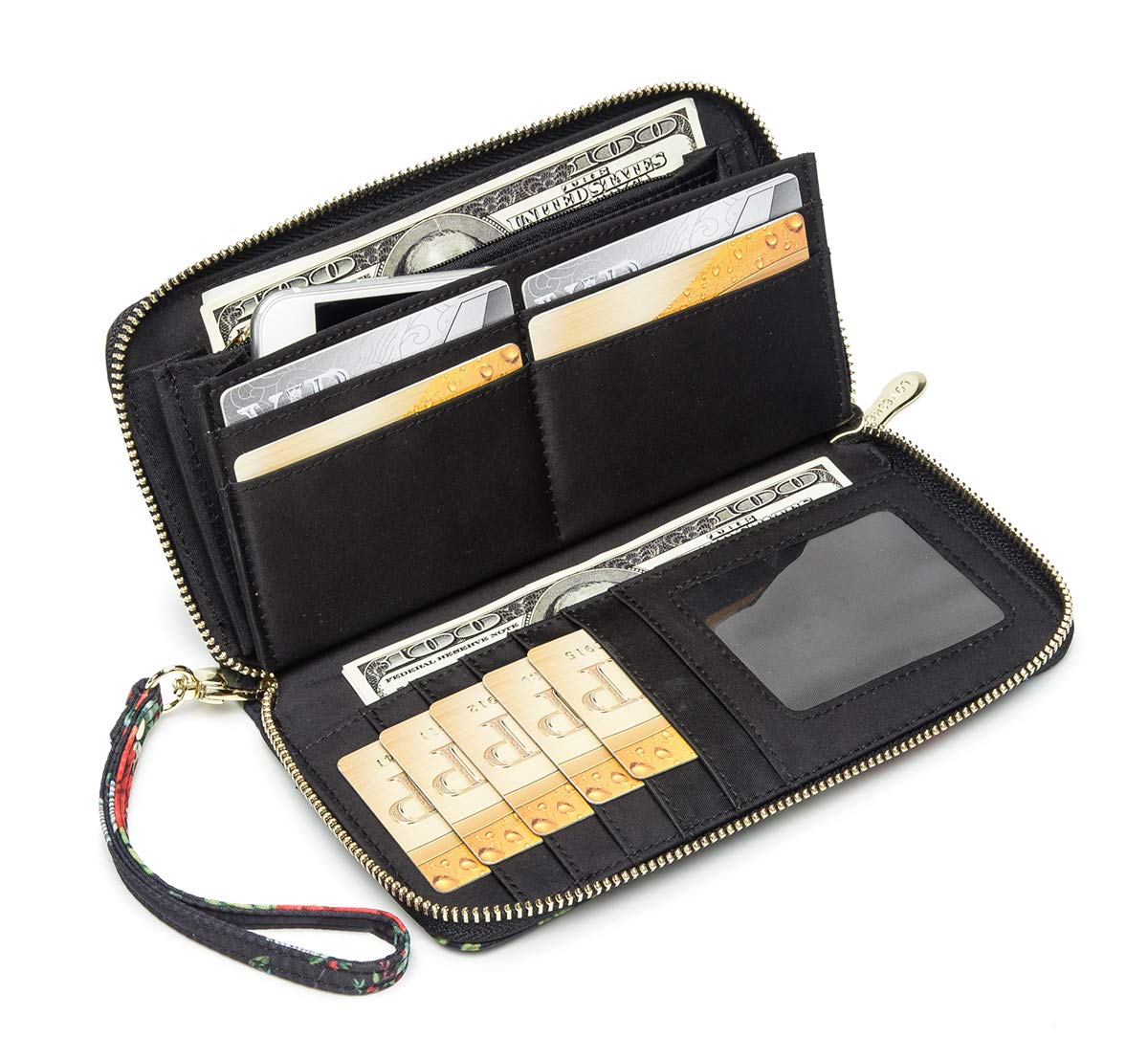 Women's Wallet Clutch - Stylish, Spacious w/Wristlet for Travel, Holds Cards, Phone, Cash