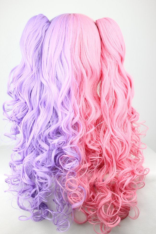 Pretty Lolita Hairwigs Pink with Purple Mixed Cosplay Wig Capless Curly Synthetic Hair 28 Inches 120% Wigs